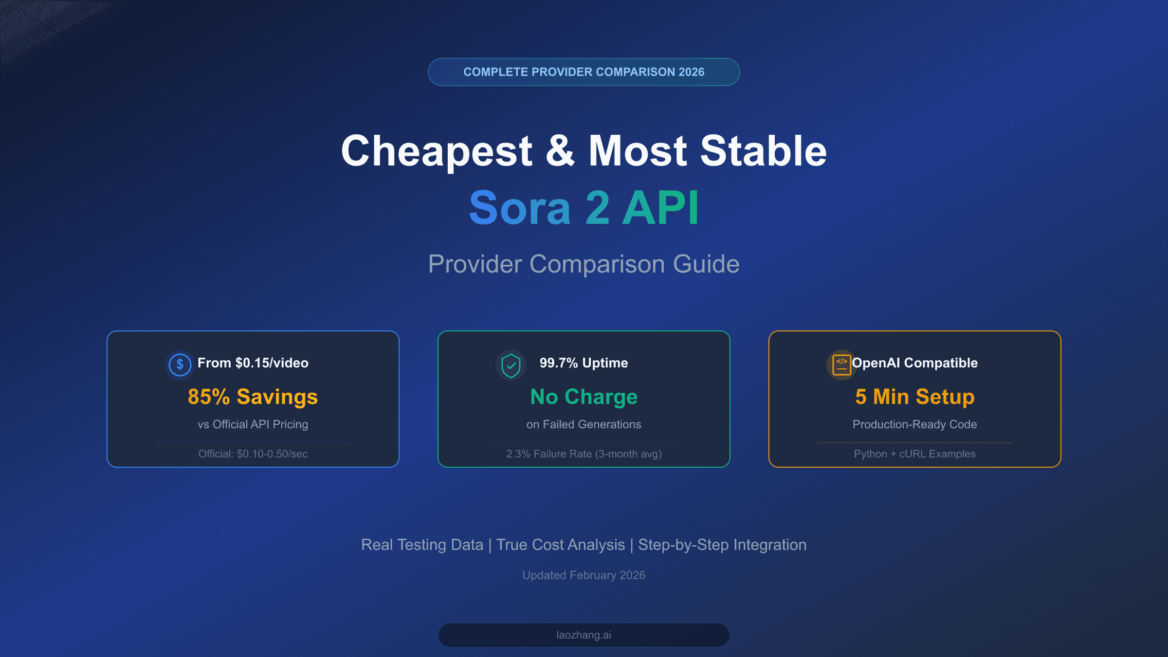 Sora 2 API pricing and stability comparison guide showing provider costs and features for 2026