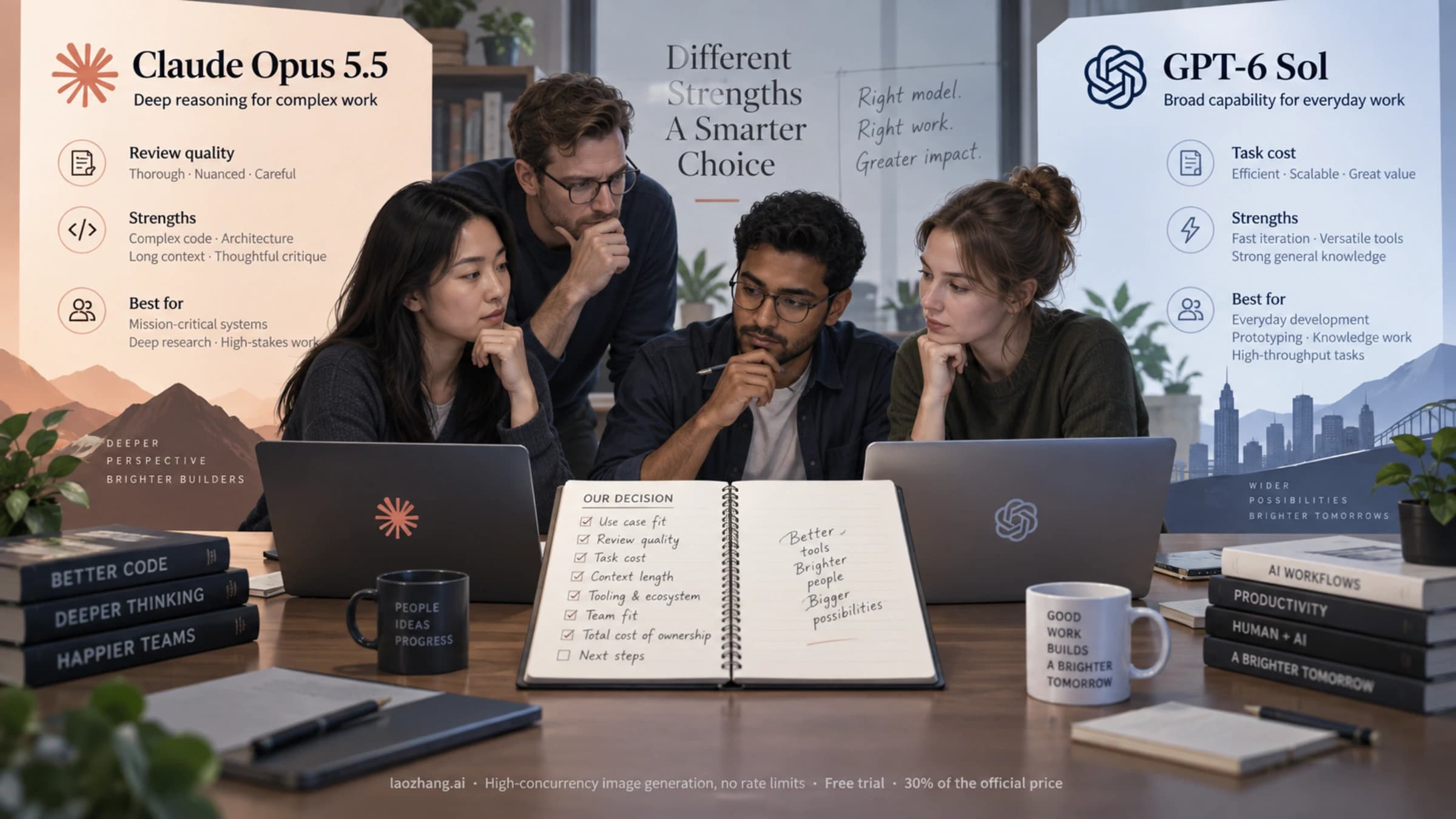 Team weighing Claude Opus 5.5 and GPT-6 Sol against review quality and task cost.