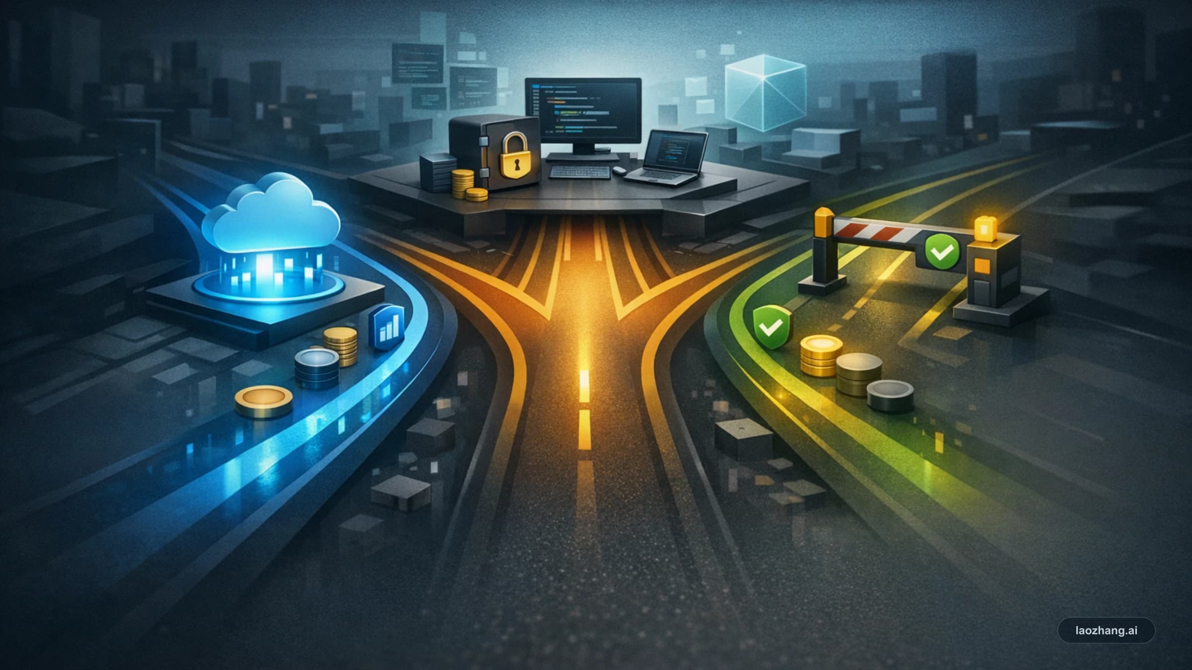 Route choice board for Codex comparing API key sign-in, ChatGPT subscription sign-in, and mixed setup checks