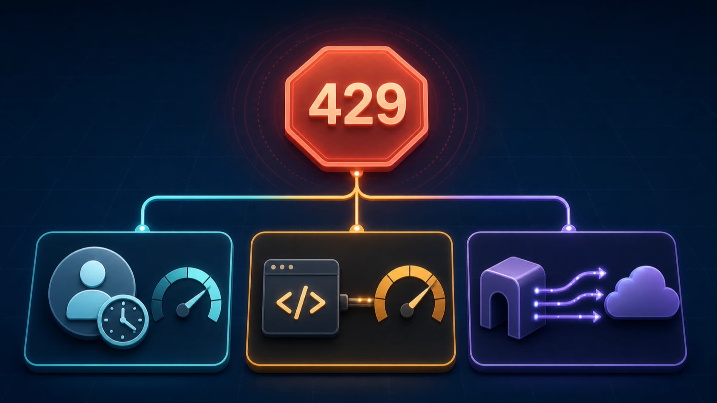 Three diagnostic paths branching from a Codex 429 retry-limit error