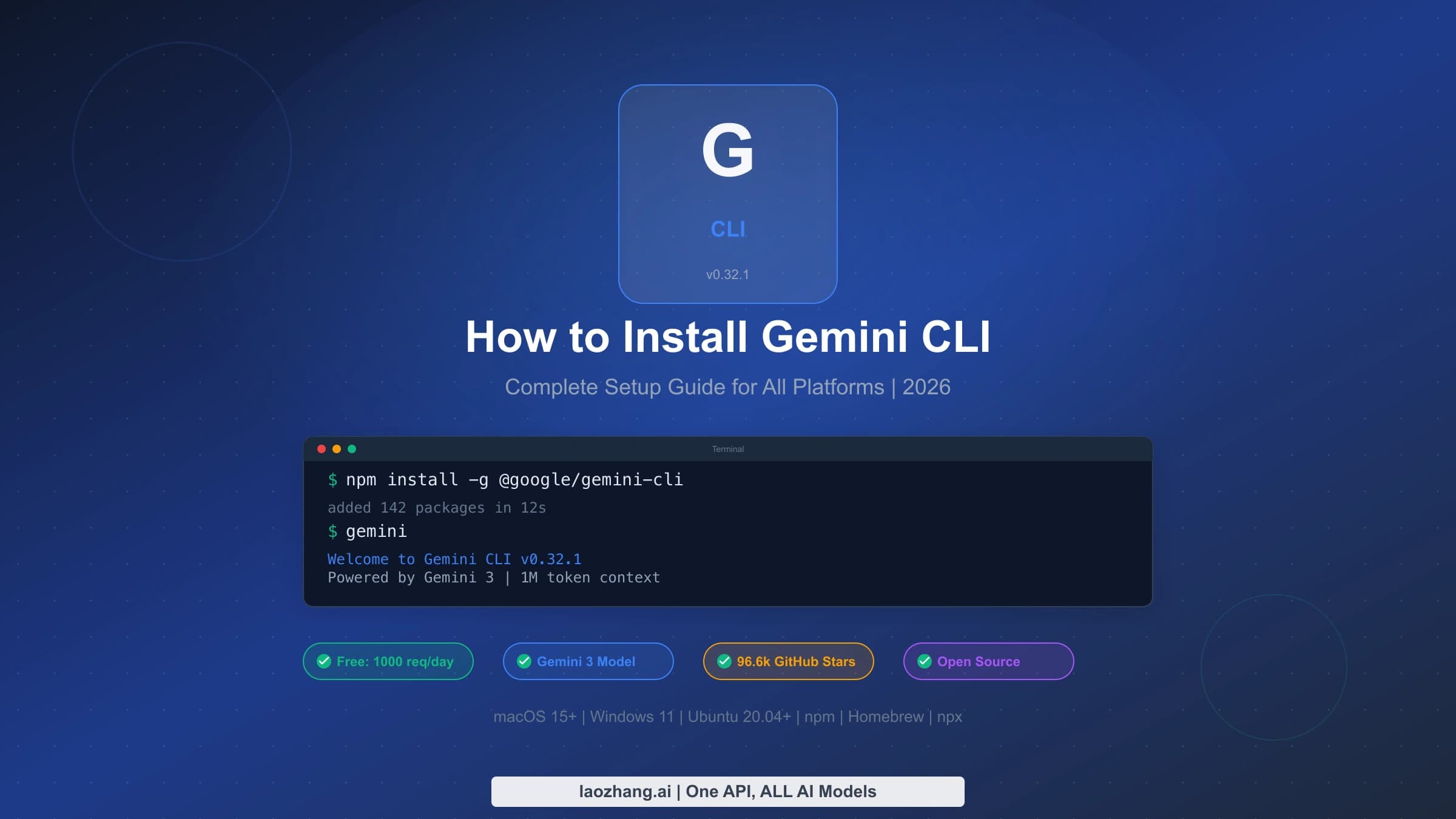 How to install Gemini CLI with npm on macOS, Windows and Linux and choose a login that still works