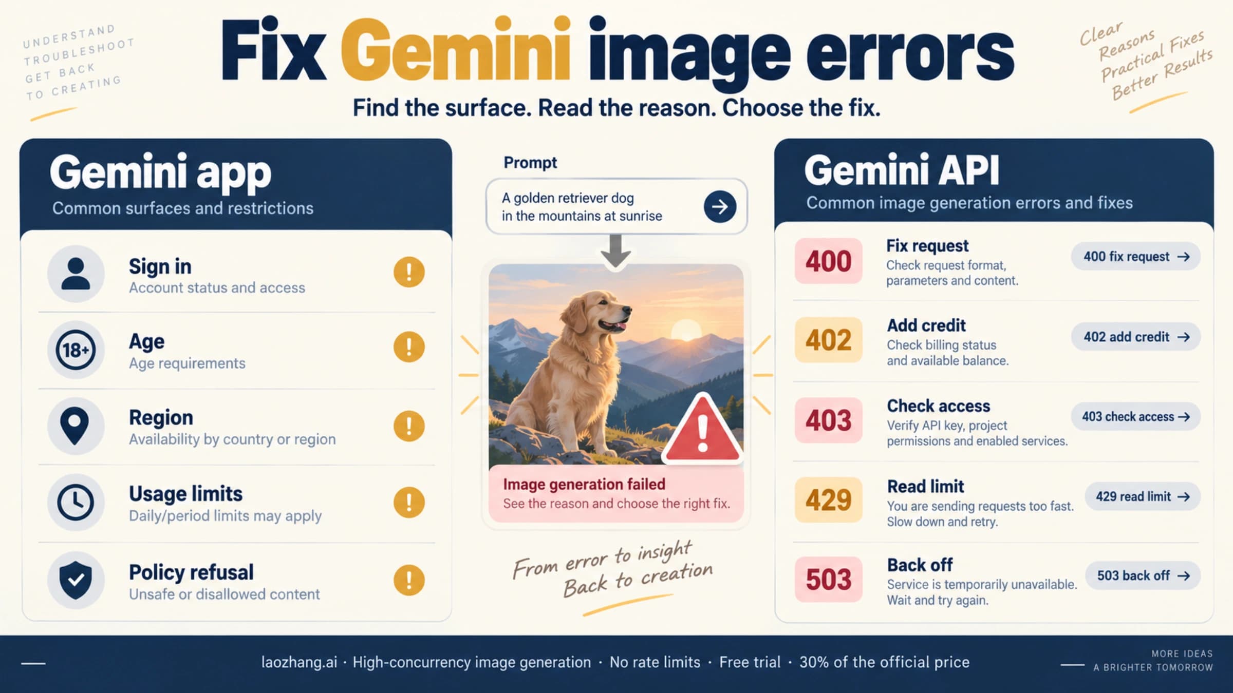 Gemini image errors separated into app account causes and API status codes