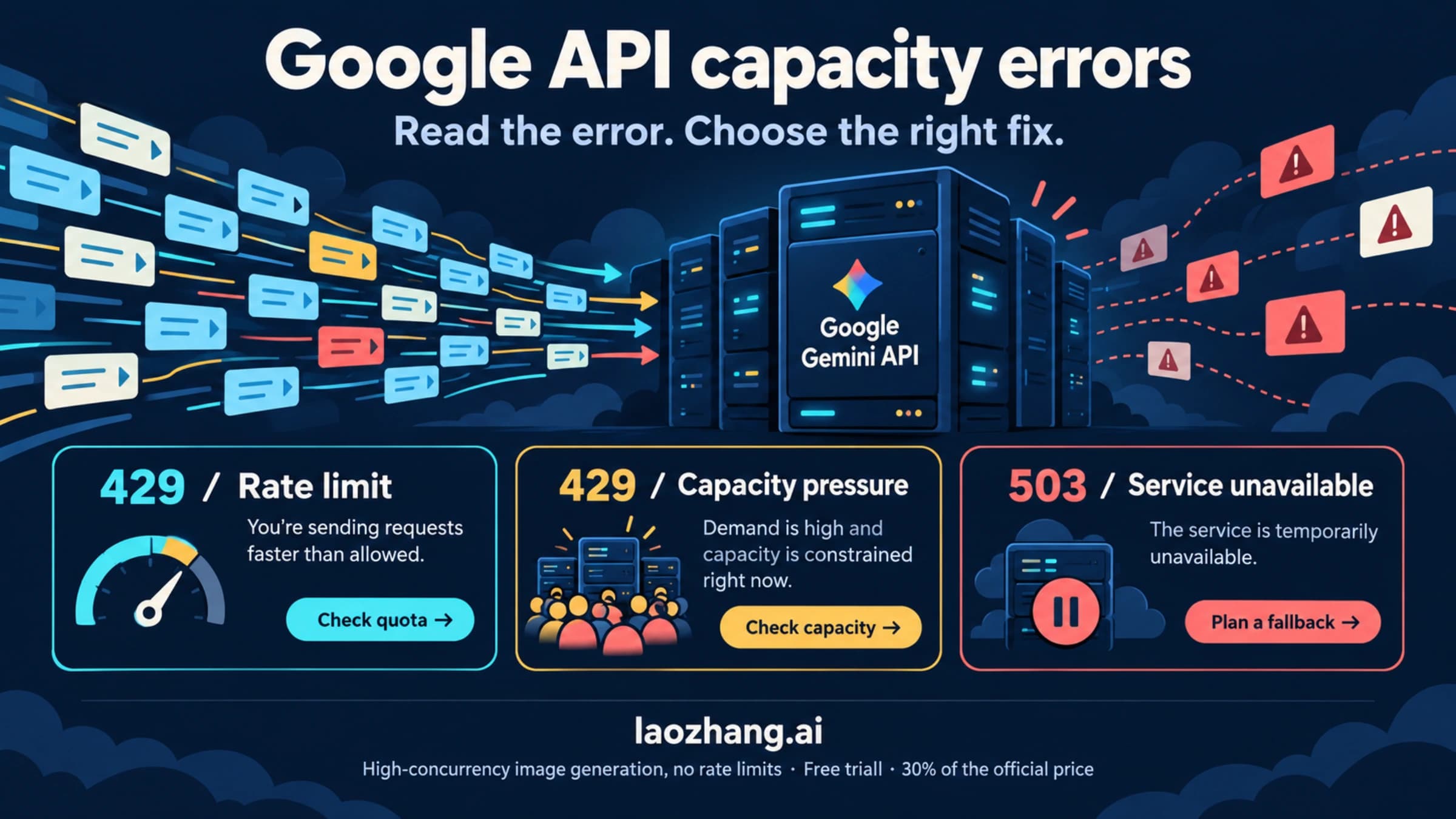 Google server capacity limit error fix guide covering 429 and 503 errors