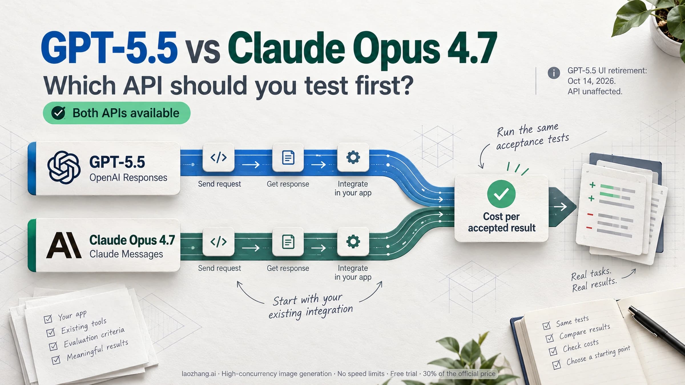 Comparison of GPT-5.5 and Claude Opus 4.7 for choosing an API workflow