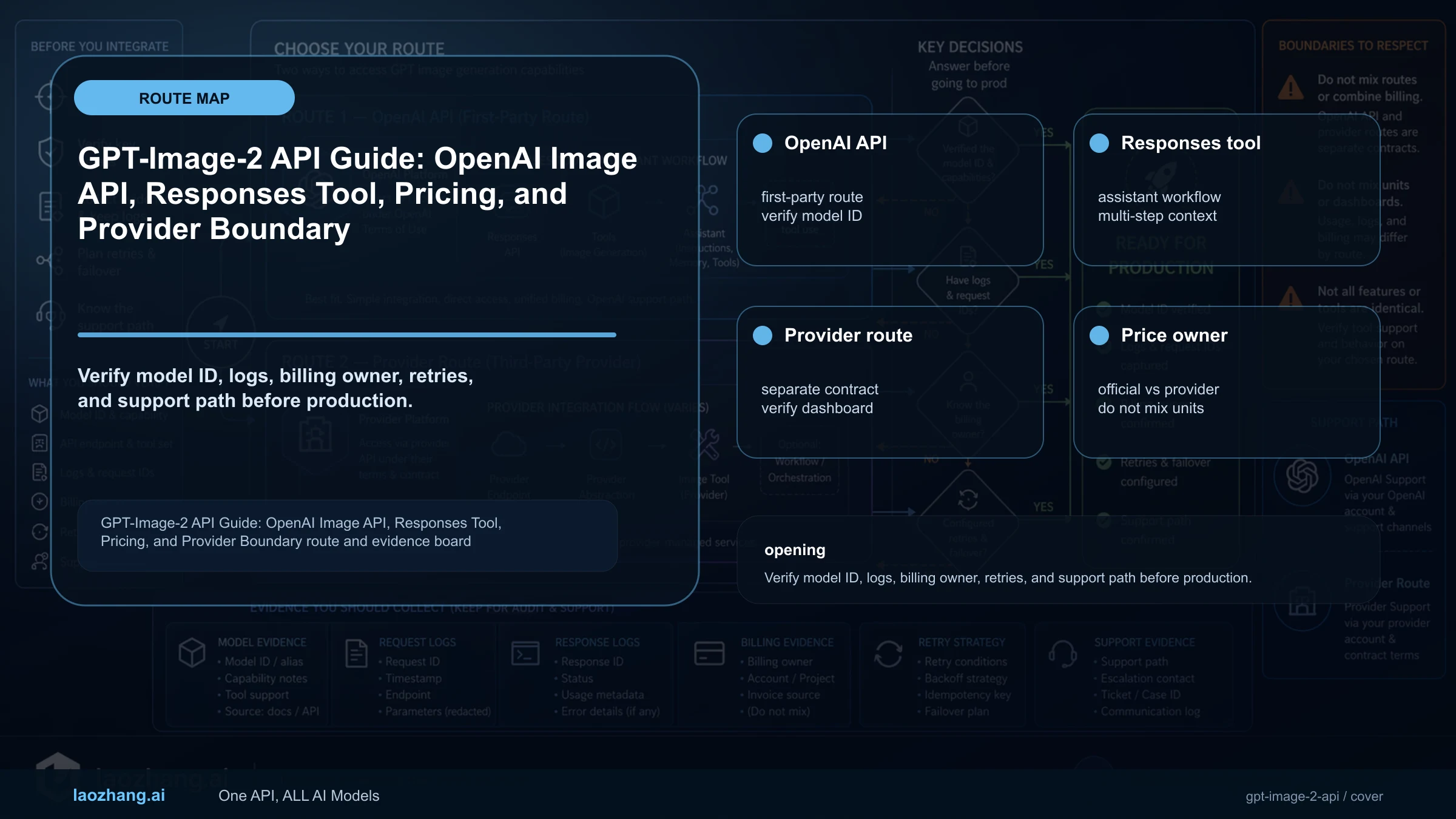 GPT-Image-2 API Guide: OpenAI Image API, Responses Tool, Pricing, and Provider Boundary route and evidence board