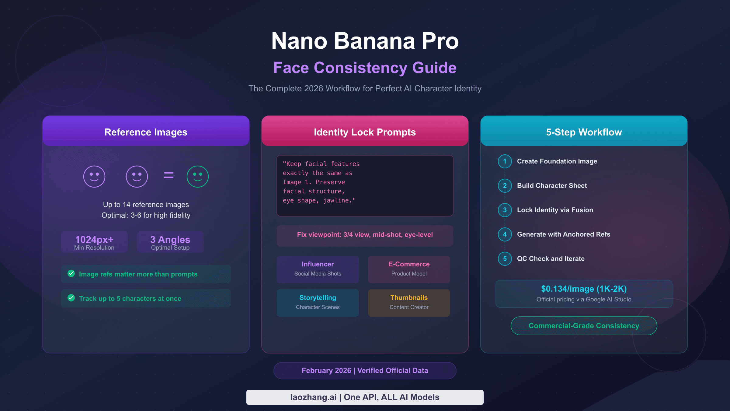 Nano Banana Pro face consistency complete guide showing reference images, identity lock, and production workflow