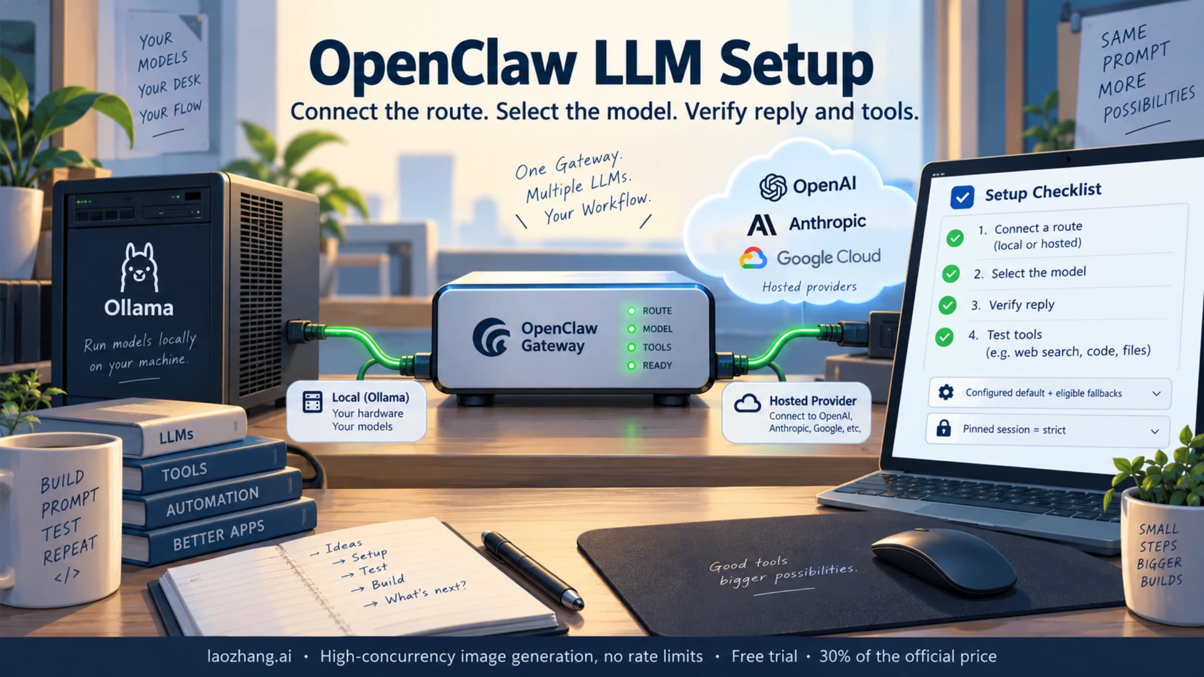 Connect OpenClaw to local or hosted inference and verify replies and tool use