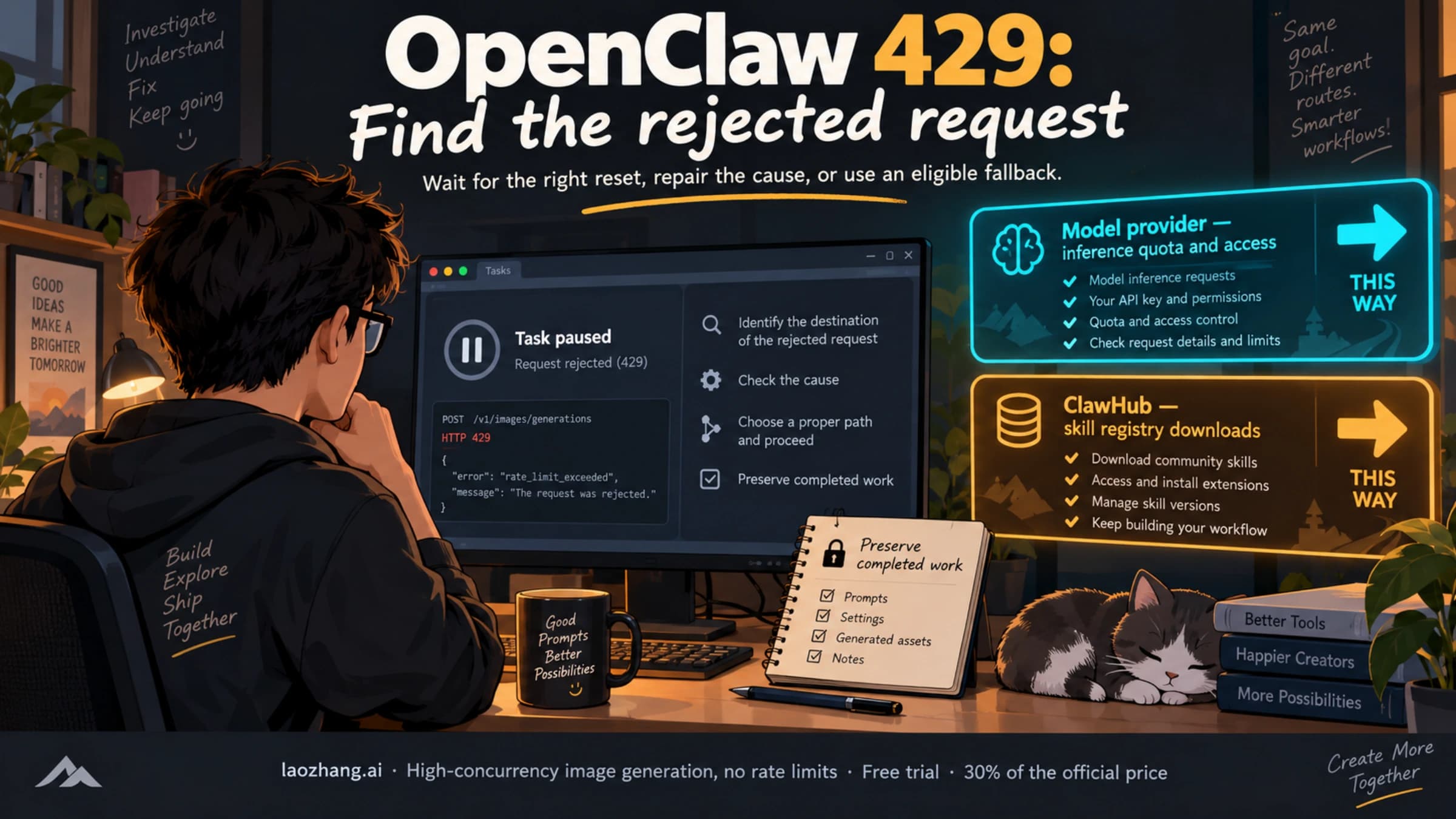 OpenClaw 429 diagnosis separates model-provider requests from ClawHub skill downloads
