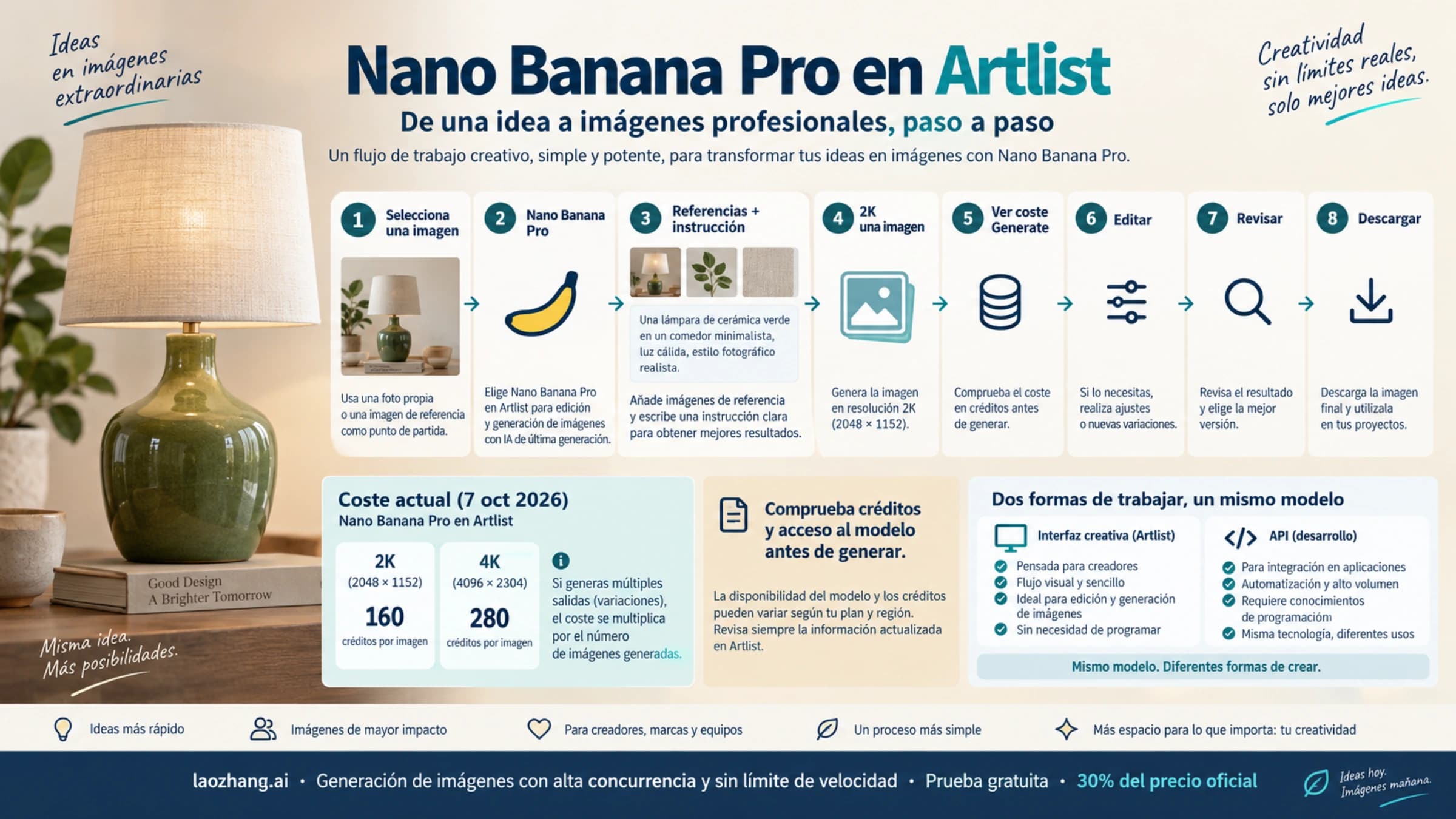 Creación, revisión y descarga de imágenes con Pro en Artlist y créditos por salida