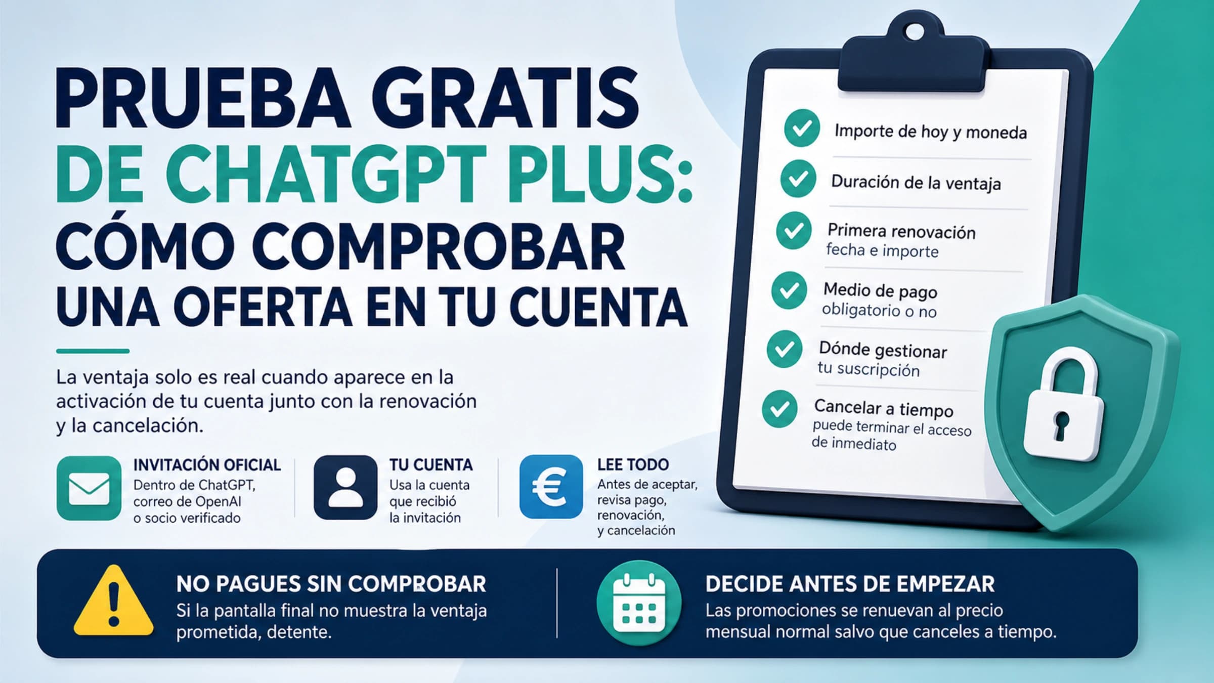 Guía para comprobar una invitación de prueba de ChatGPT Plus, sus condiciones y renovación
