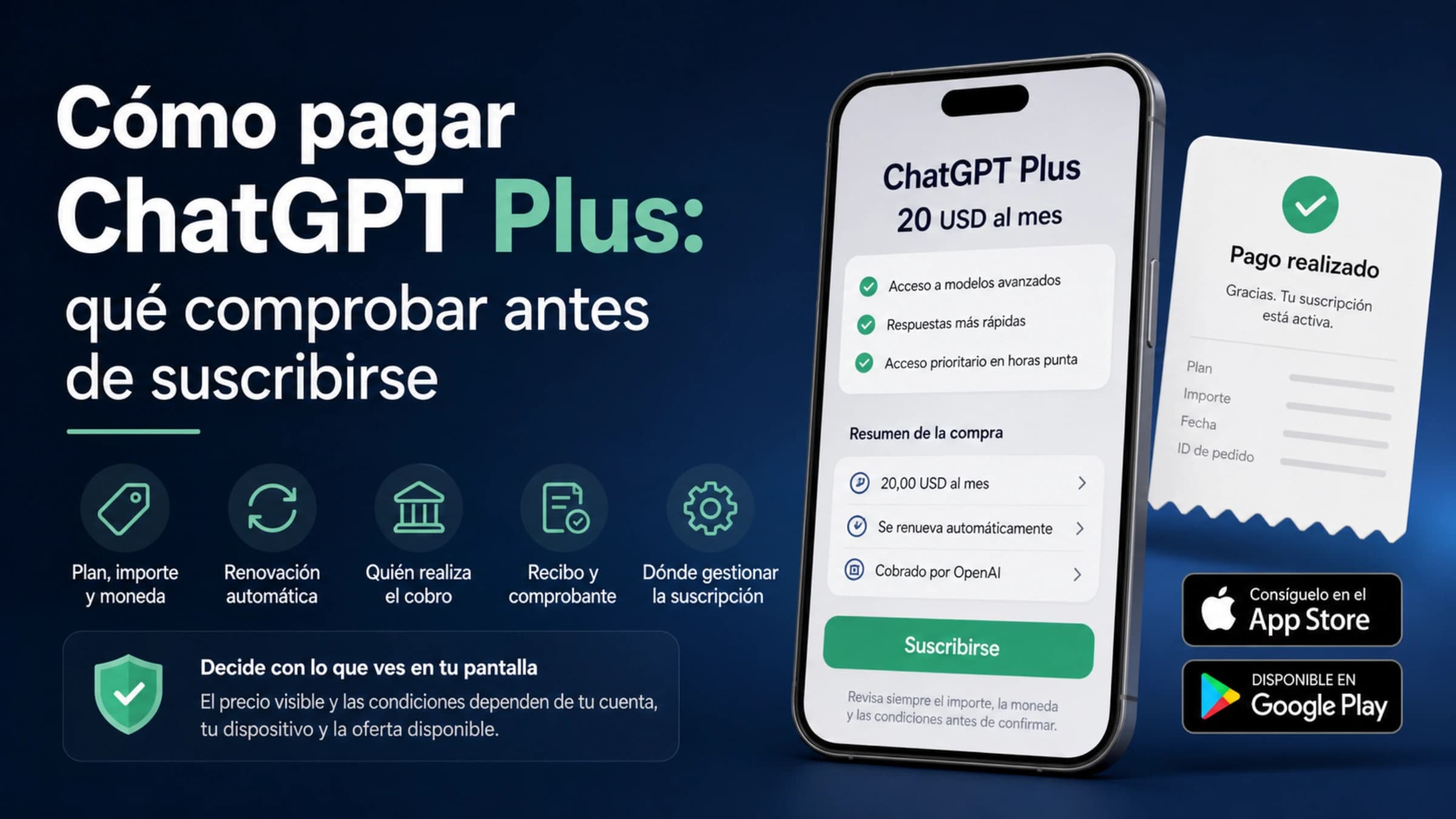 Guía para comprobar las condiciones de compra de ChatGPT Plus antes de suscribirse