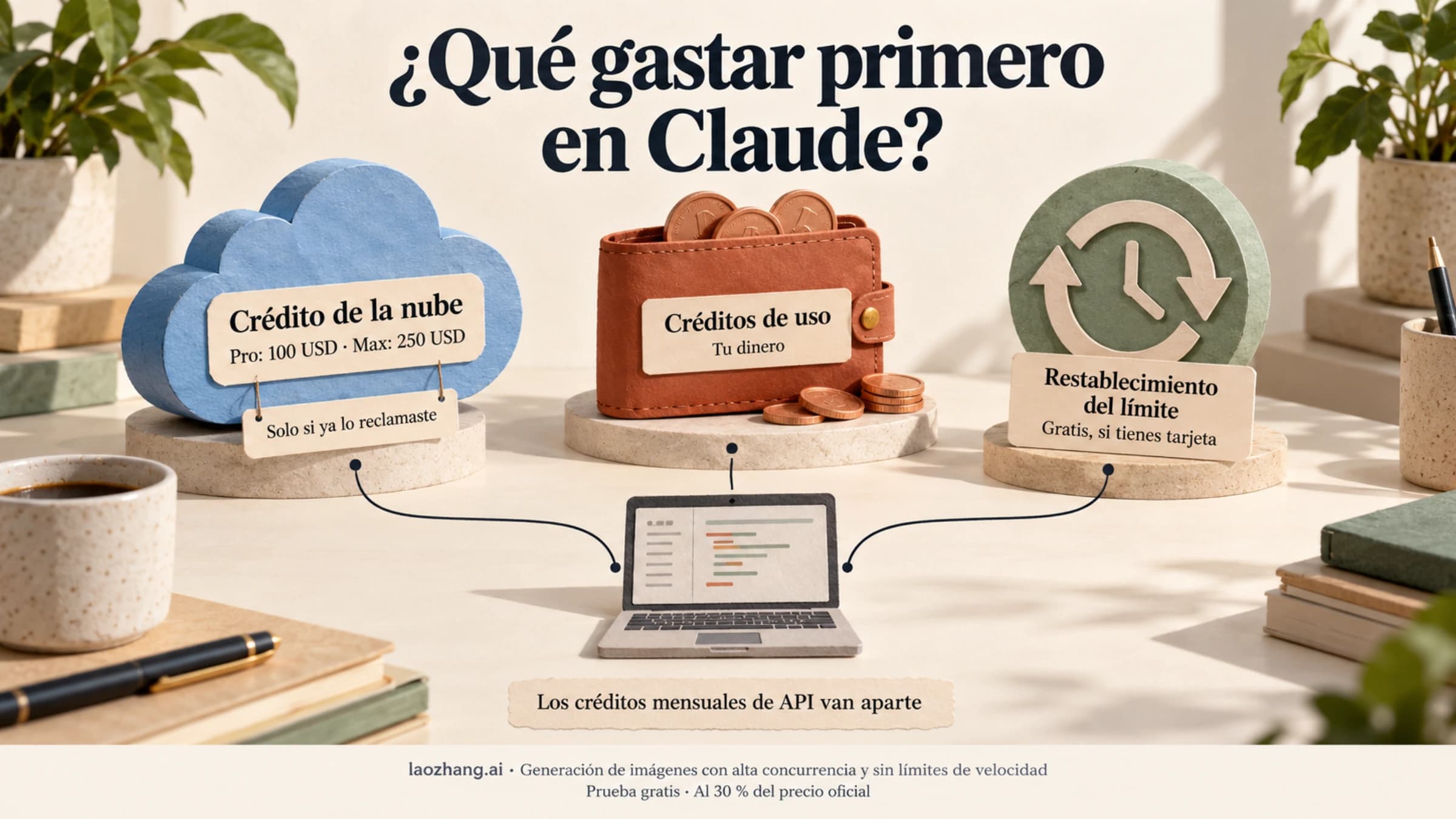 Portada: ¿qué gastar primero en Claude? Crédito de la nube de 100 o 250 USD, créditos de uso pagados con tu dinero y restablecimiento del límite gratis