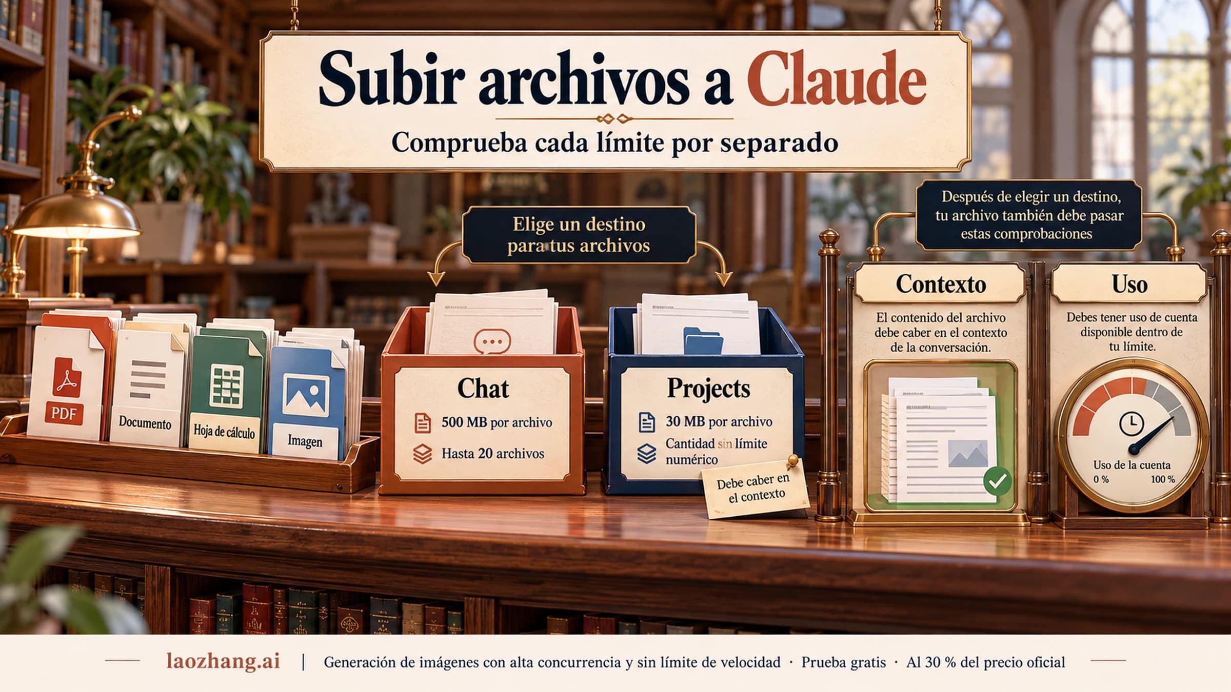 Documentos pasan por comprobaciones separadas de chat, Projects, contexto y uso de Claude