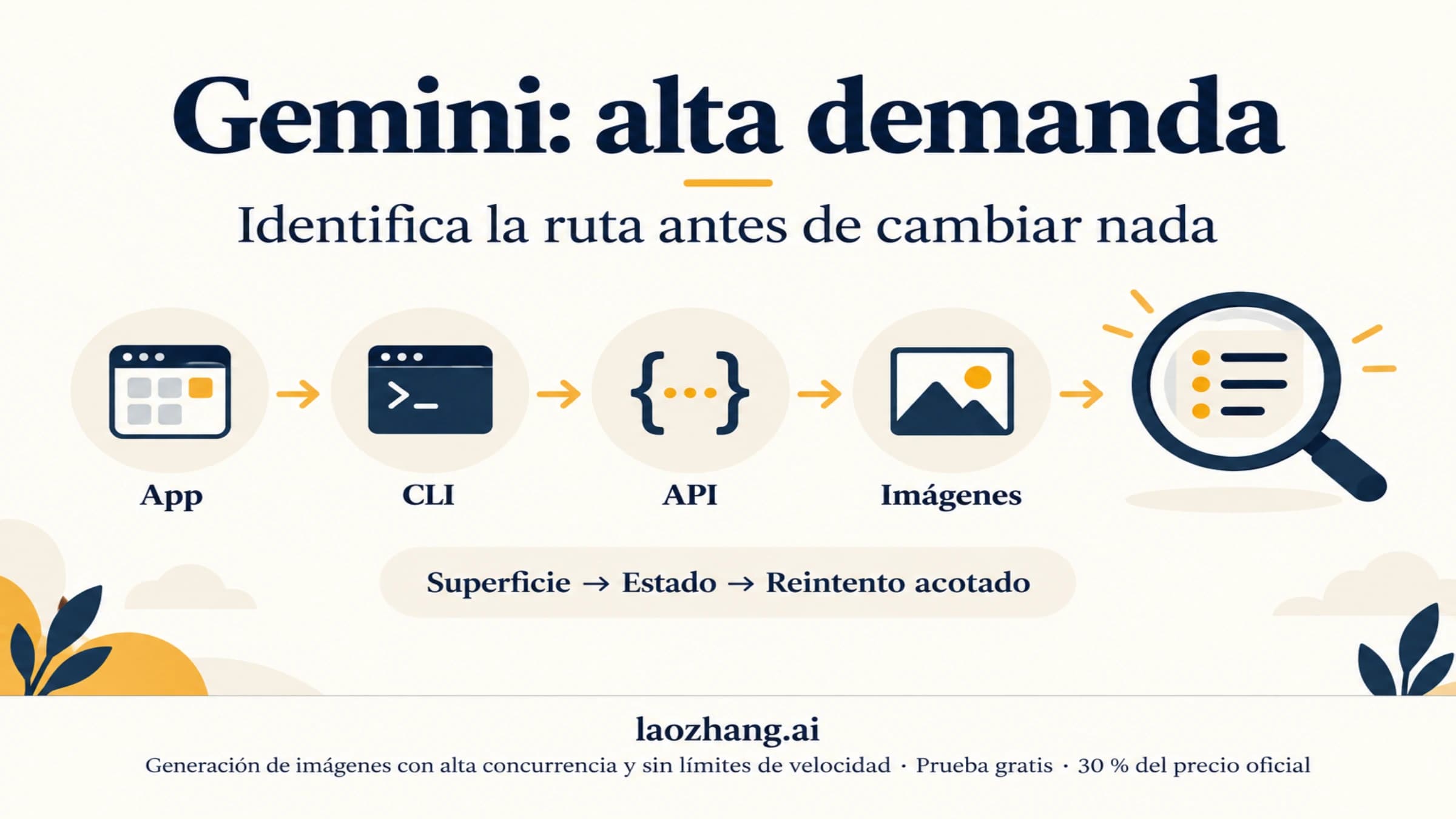 Diagnóstico de alta demanda en Gemini: superficie, estado y reintento