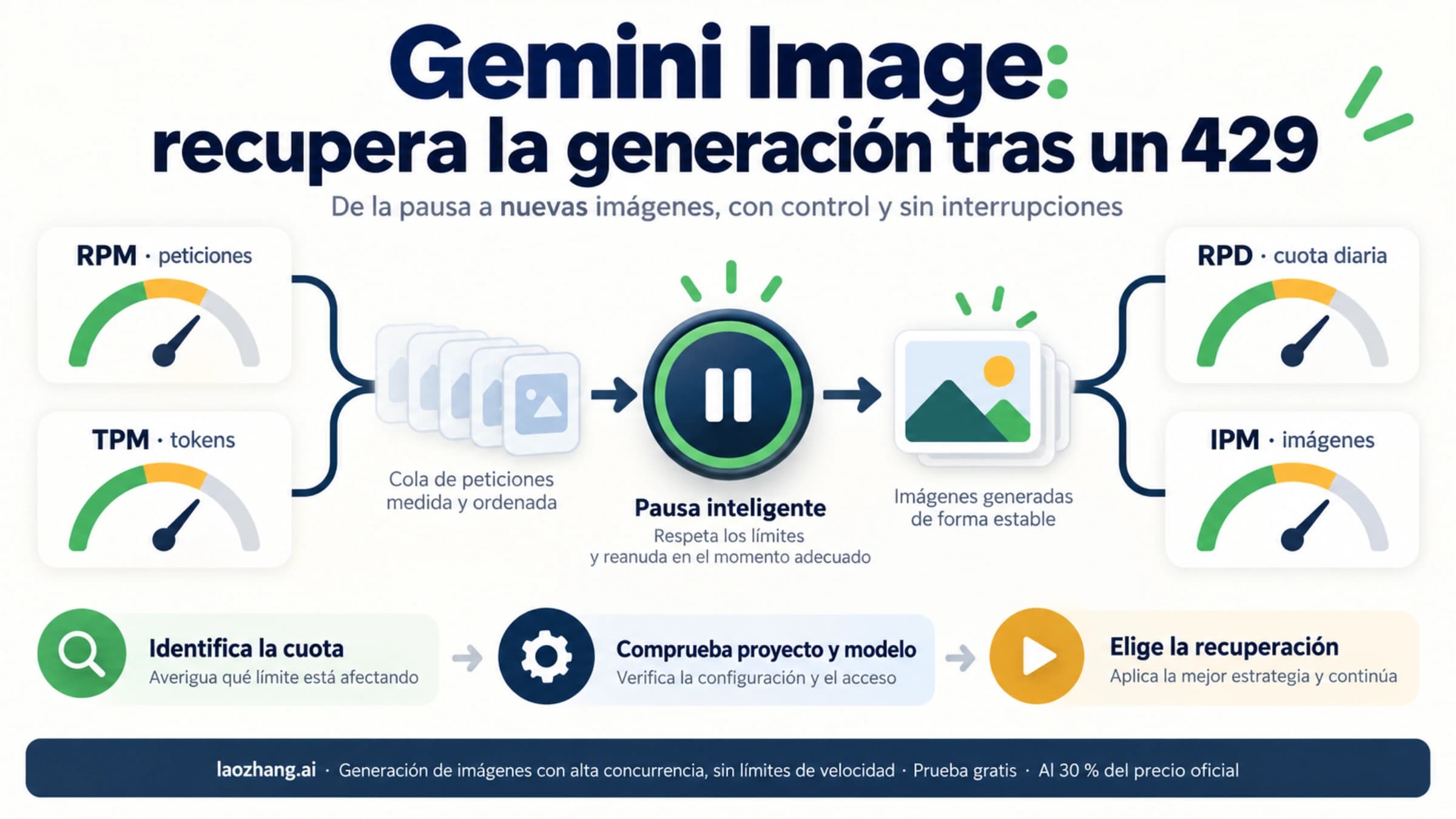Recuperación de la generación de imágenes tras un error 429 de Gemini con cuatro dimensiones de cuota