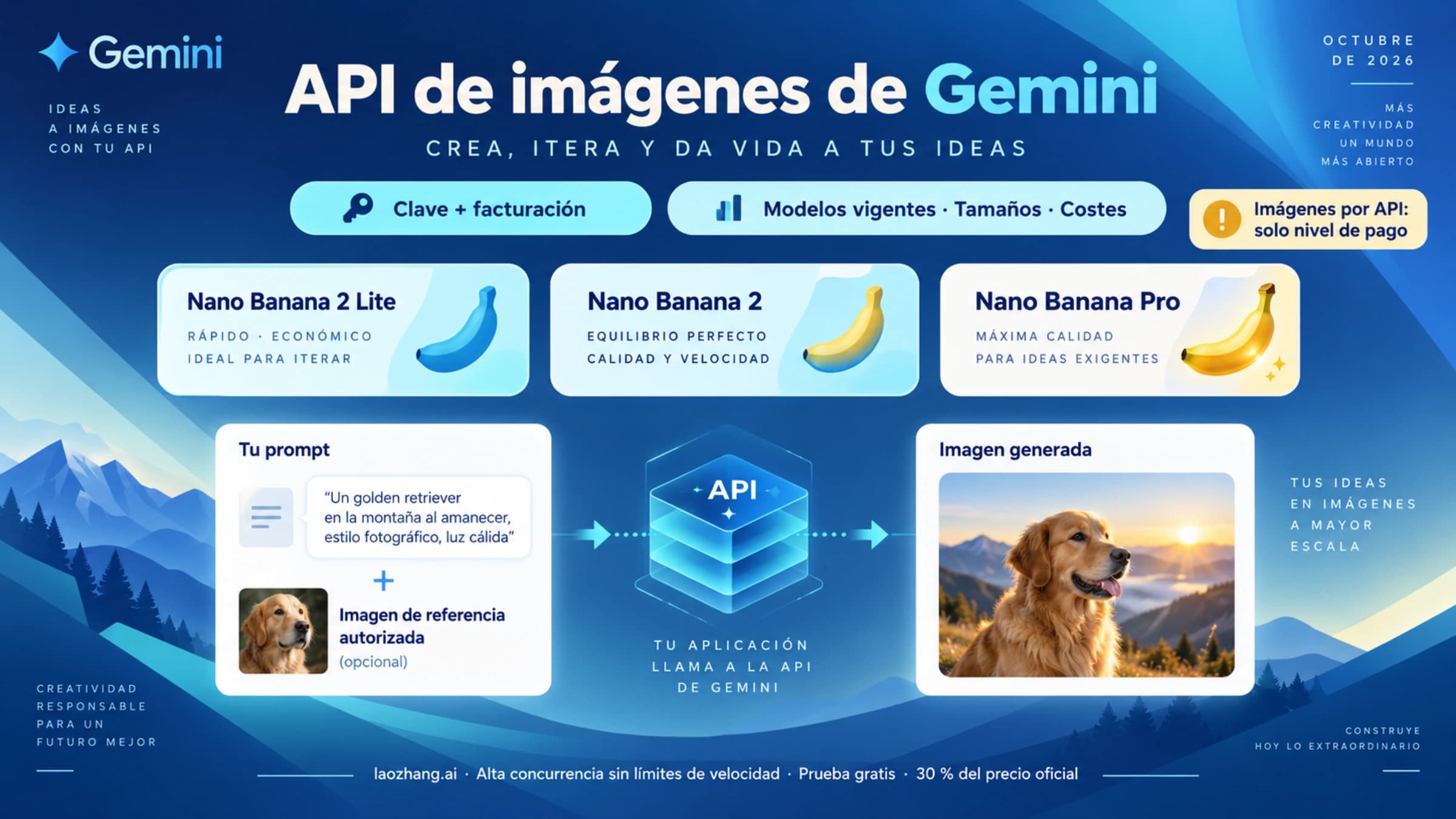 Tres modelos Nano Banana vigentes y la ruta de generación por la API de Gemini con facturación