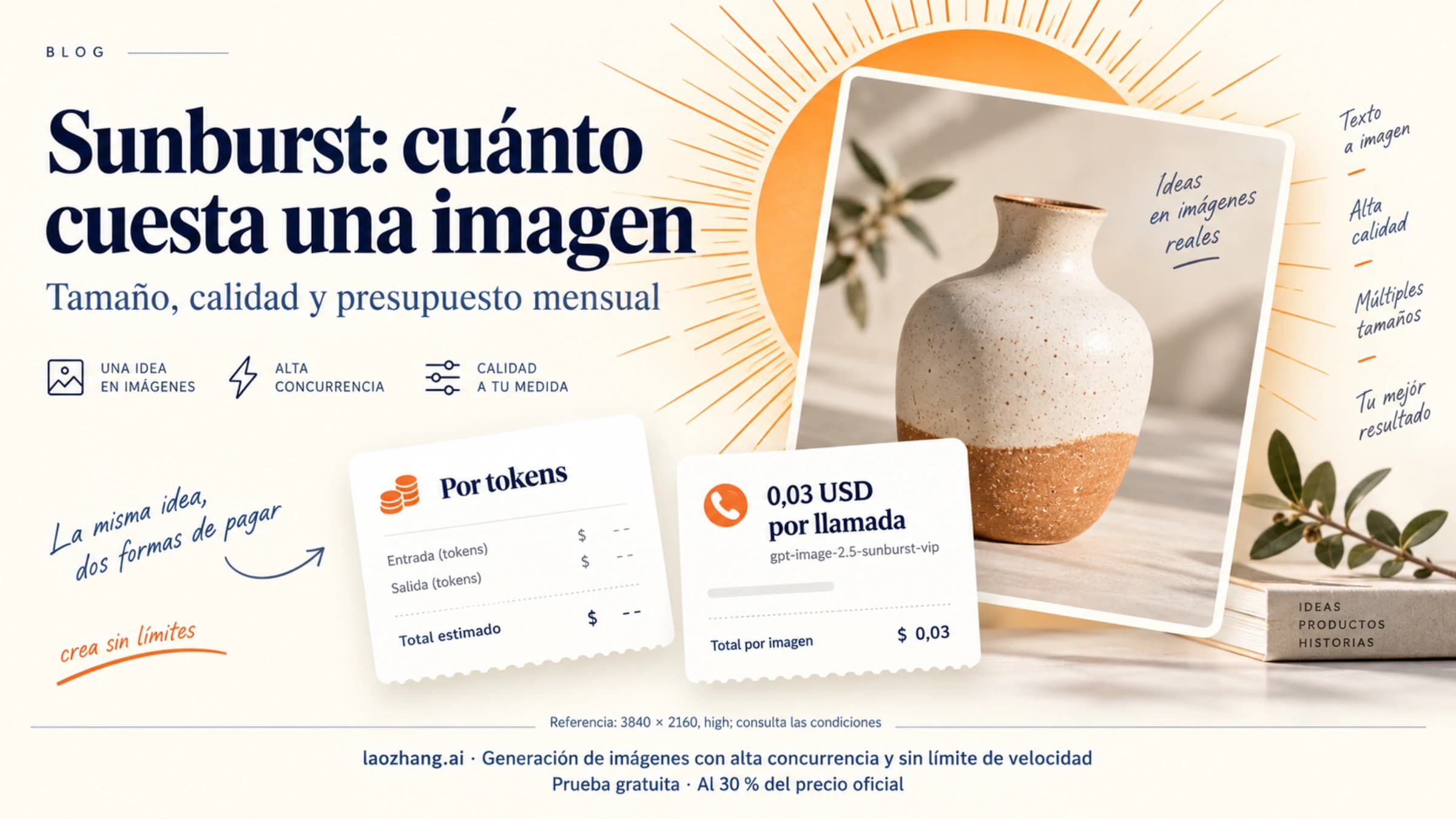 Imagen de producto y recibos que ilustran el precio de Sunburst por tokens o por llamada