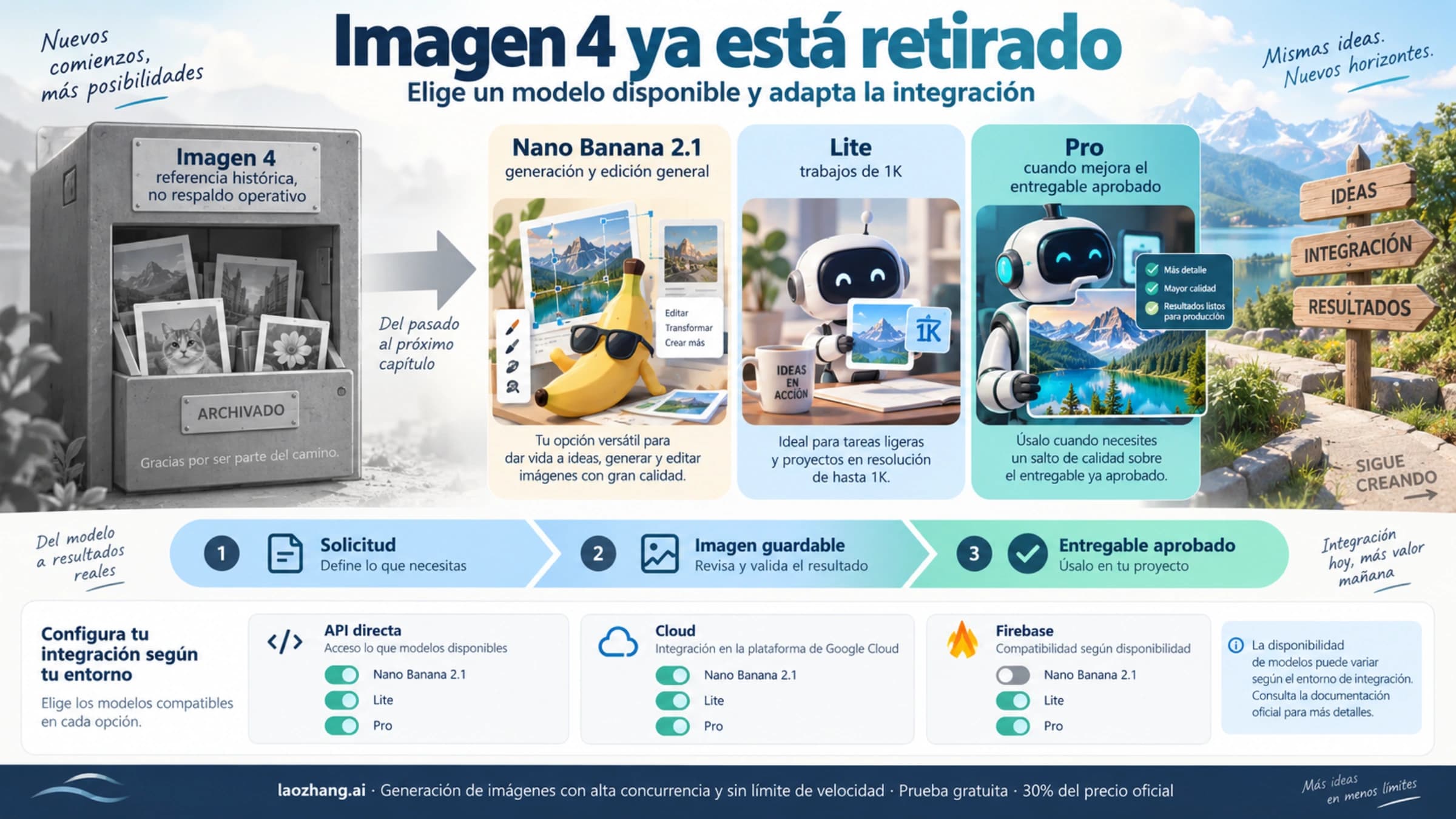 Migración de Imagen 4 retirado hacia modelos Gemini disponibles según el acceso
