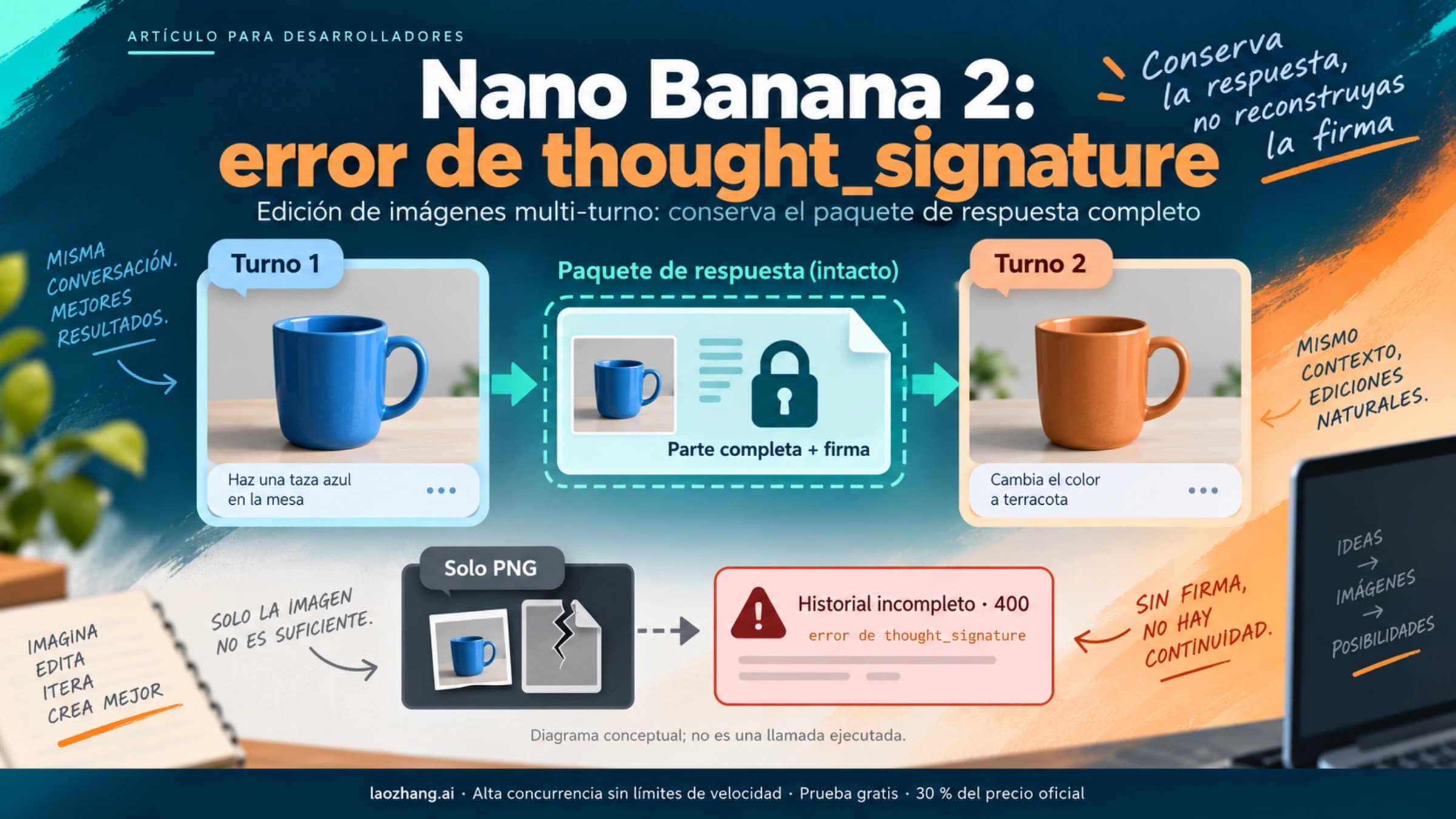 Una respuesta completa conserva la imagen y su firma para la siguiente edición multiturno