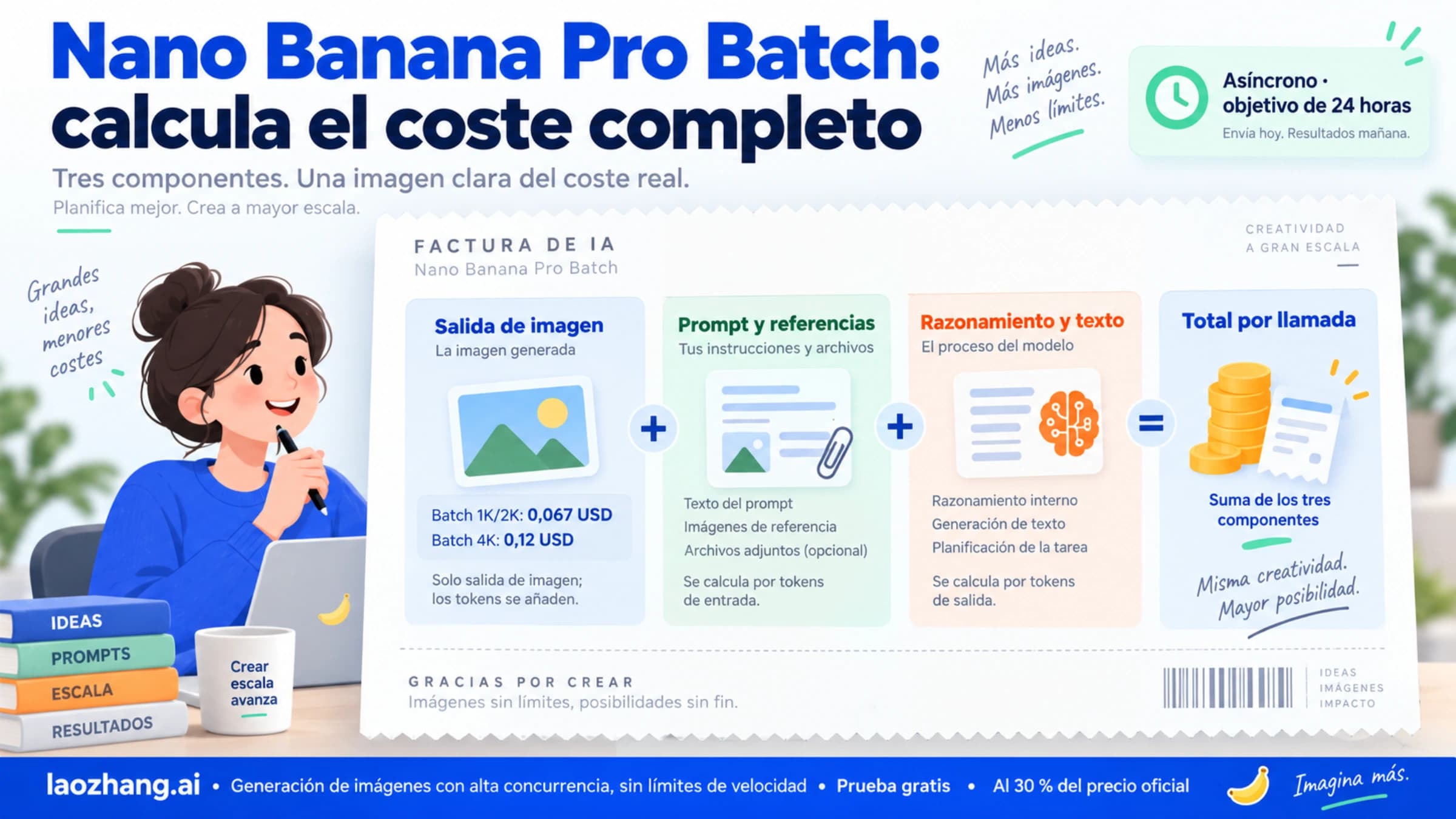 Coste completo de Nano Banana Pro en Batch sumando salida de imagen, entrada y razonamiento