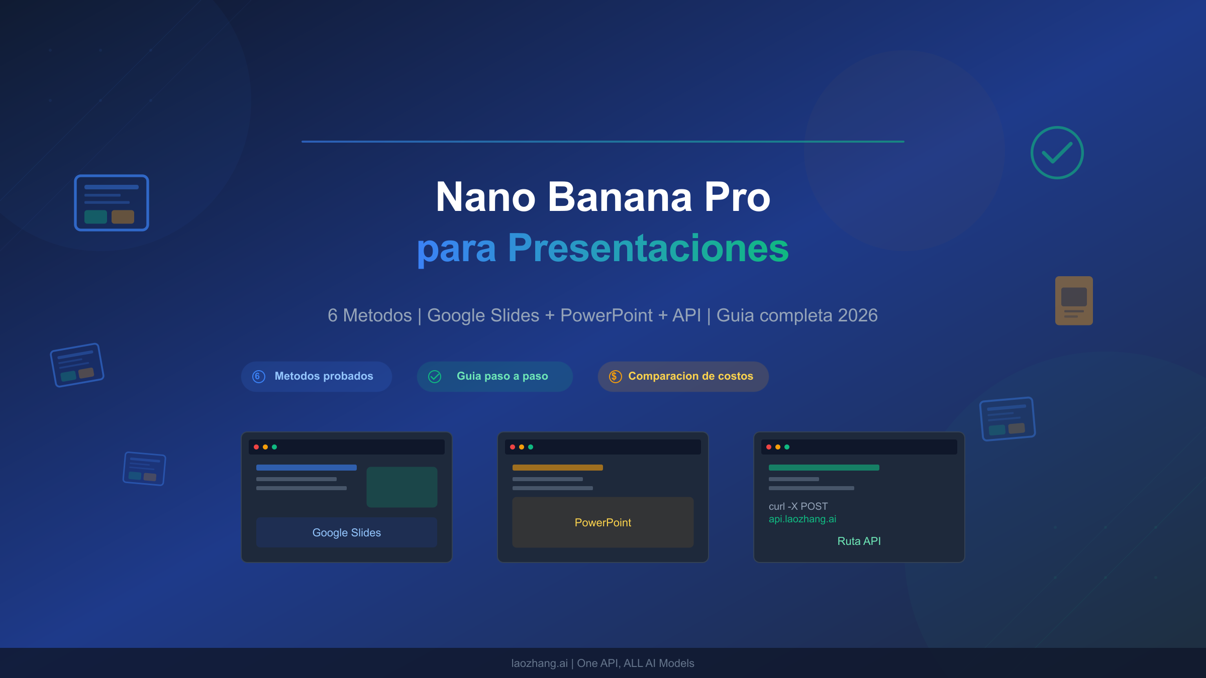 Guía completa de Nano Banana Pro para presentaciones con Google Slides, PowerPoint y métodos de API