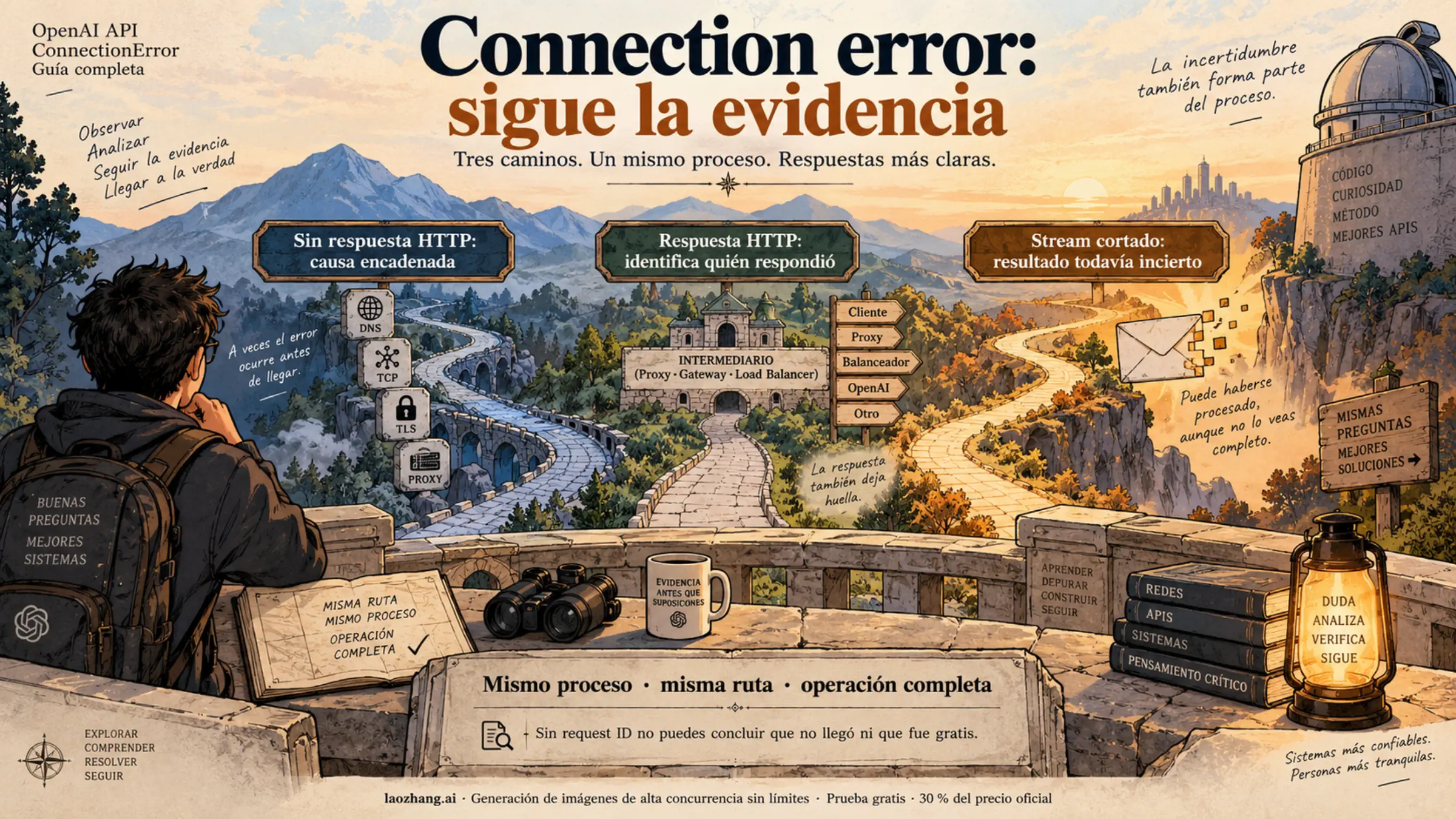 Error de conexión de API: conservar la causa, distinguir transporte y HTTP, y confirmar la operación original