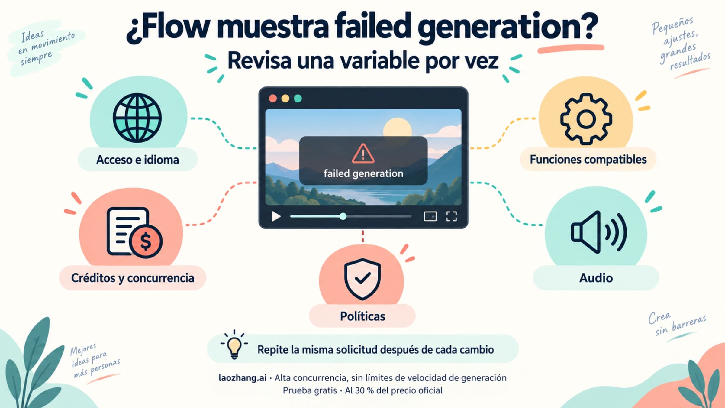Cinco ramas para diagnosticar failed generation en Google Flow