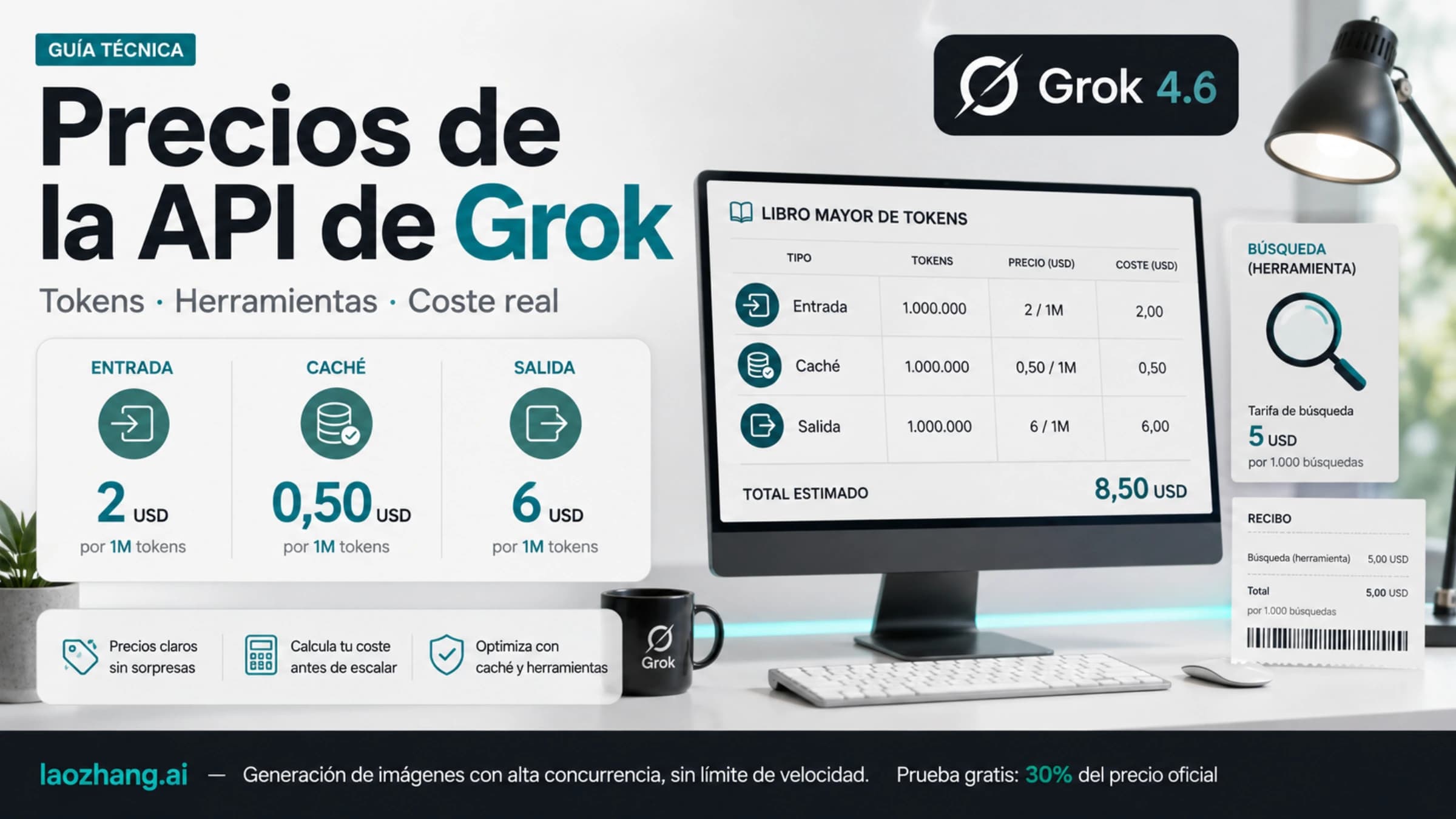 Precios de la API de Grok: entrada, caché, salida y herramientas