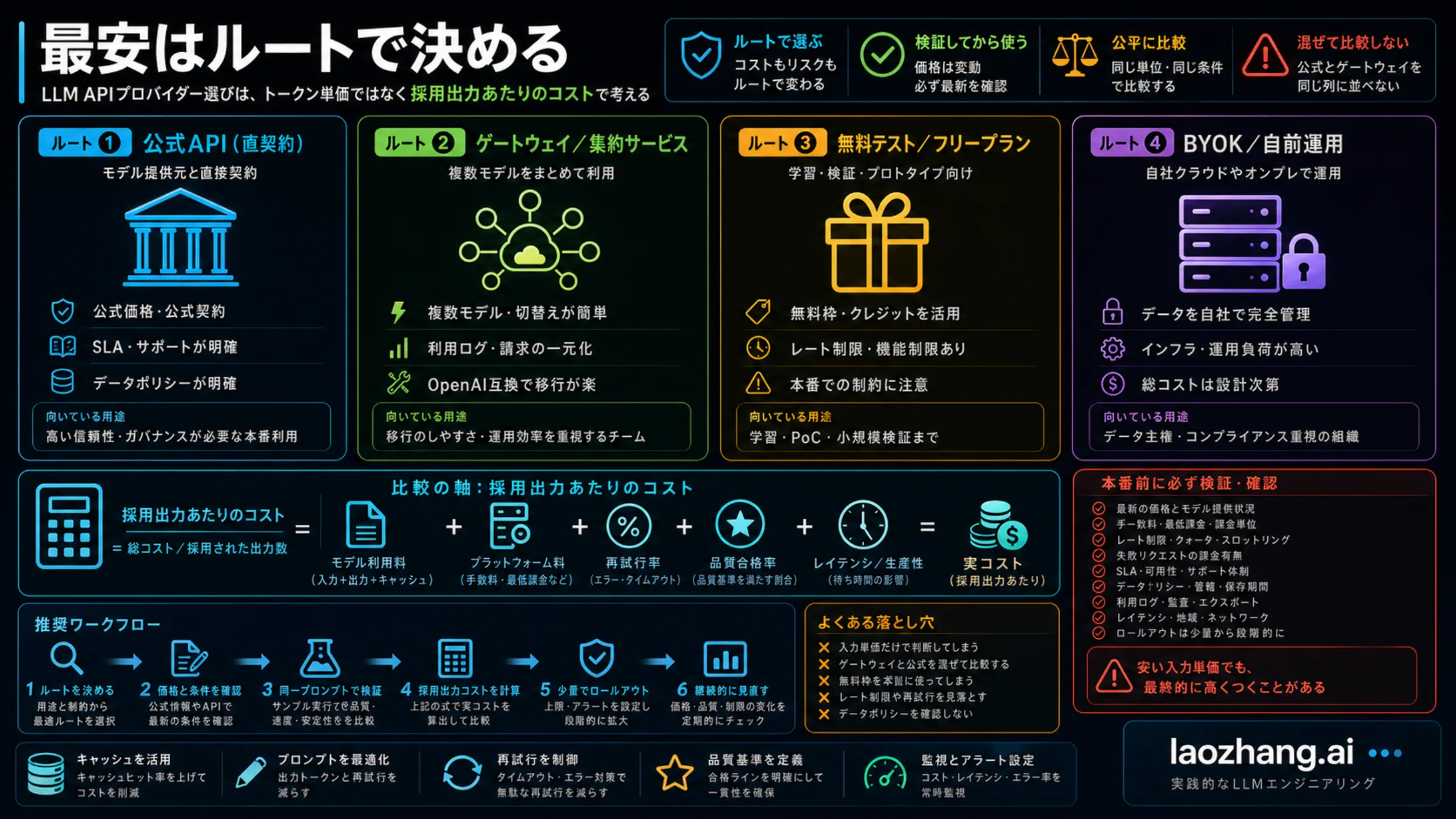最安 LLM API provider を選ぶためのルート判断ボード