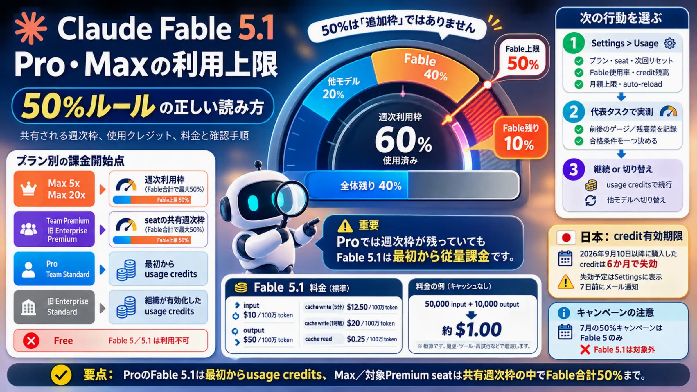 Claude Fable 5.1のProとMaxにおける週次利用上限