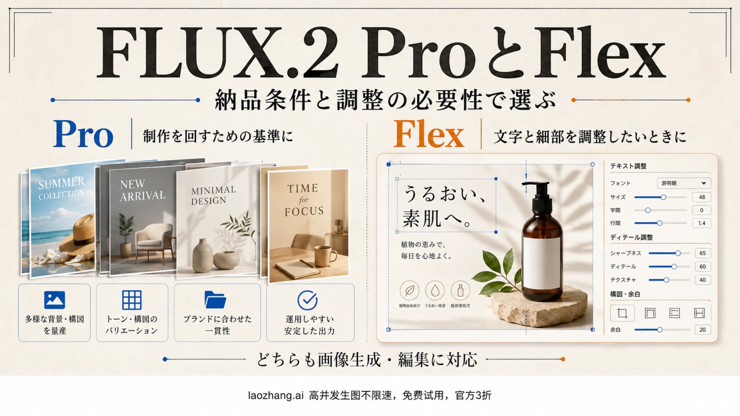 FLUX.2 Proを制作の基準として試す場合と、Flexで文字や細部を調整する場合の比較