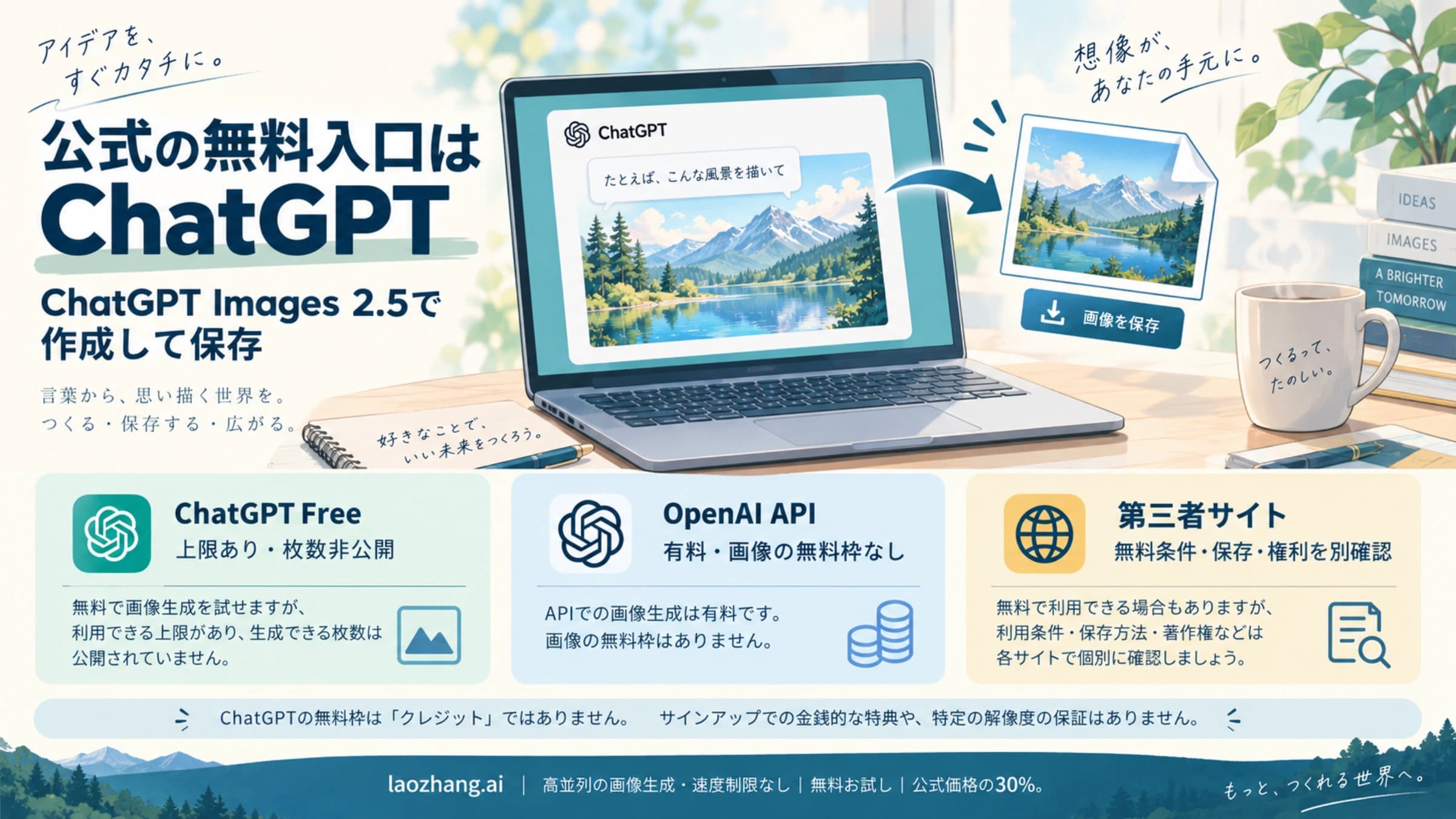 ChatGPT Freeの公式無料入口と有料API・第三者サイトの境界