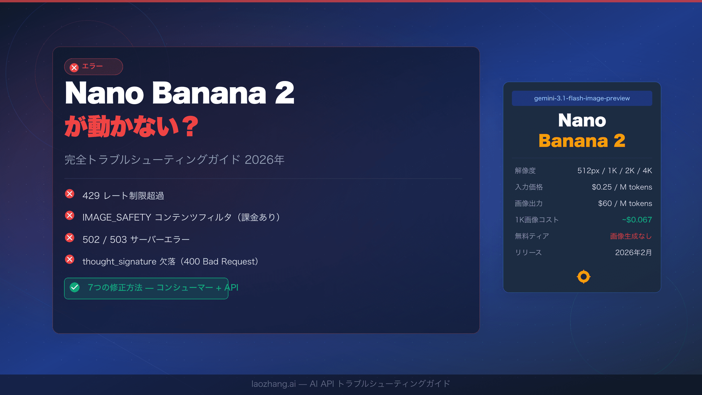 Nano Banana 2 が動かない - 2026年完全修正ガイド