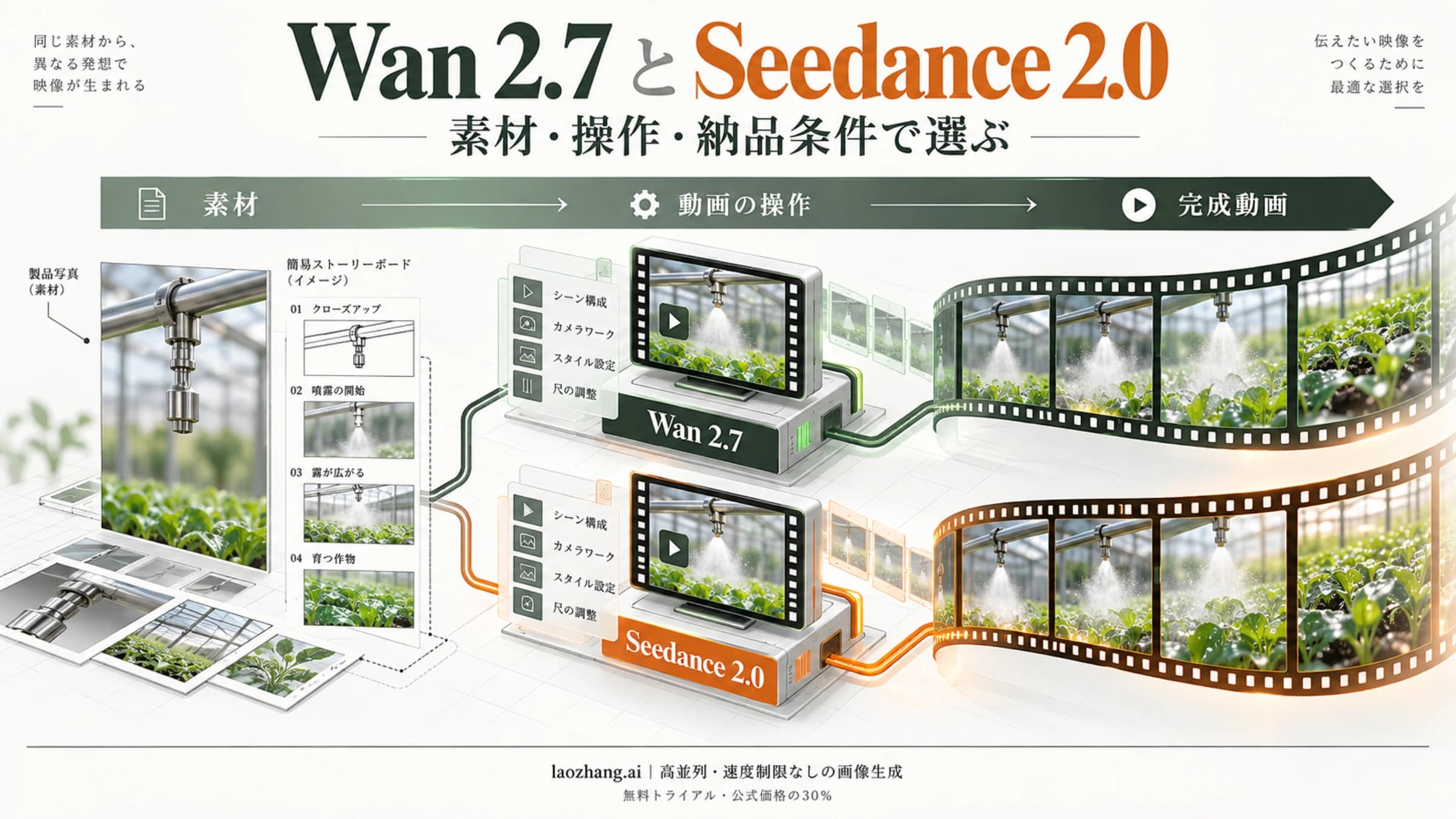 Wan 2.7とSeedance 2.0の制作工程を比較する図