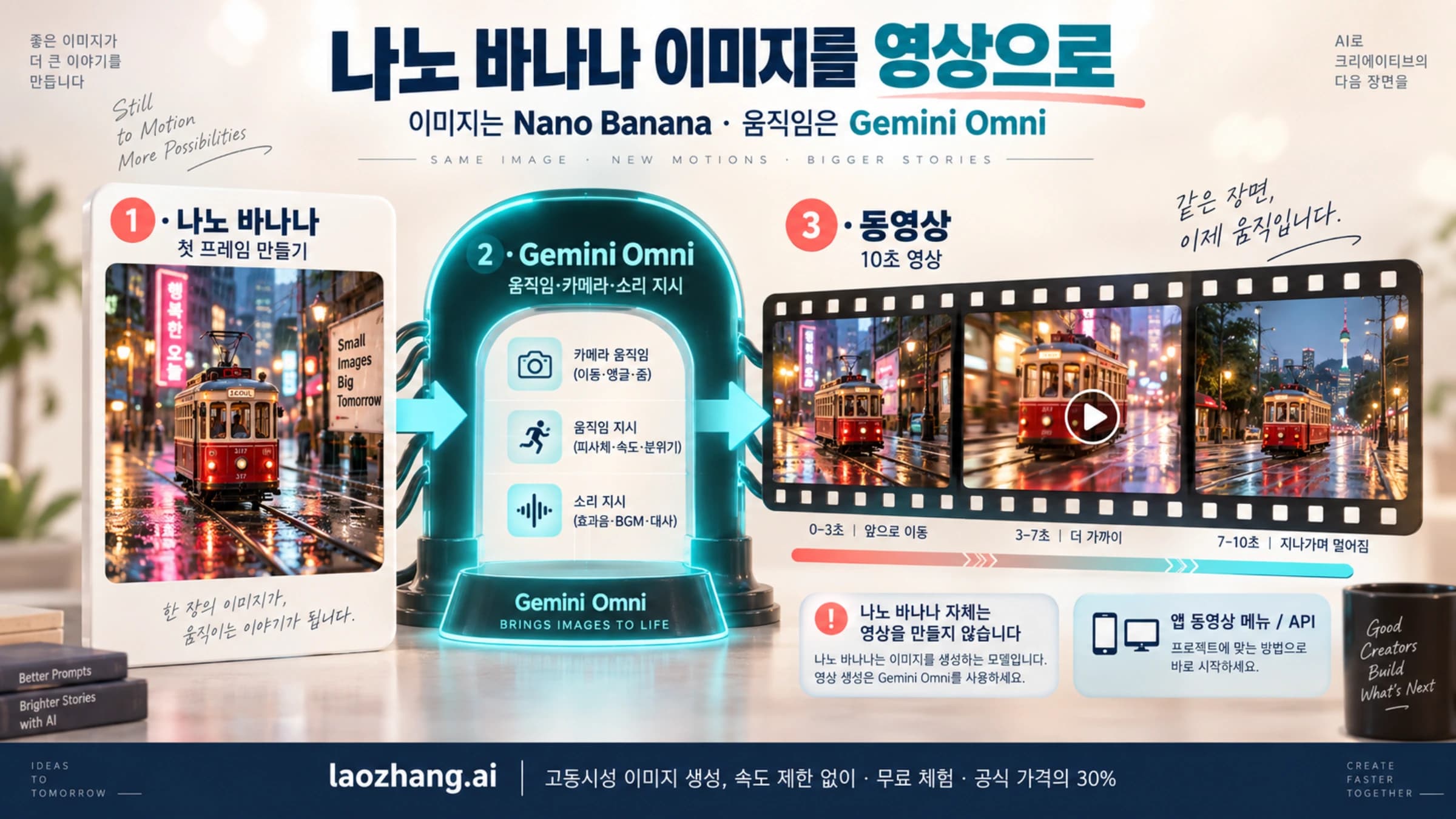 나노 바나나로 만든 이미지가 Gemini Omni를 거쳐 움직이는 동영상으로 바뀌는 흐름