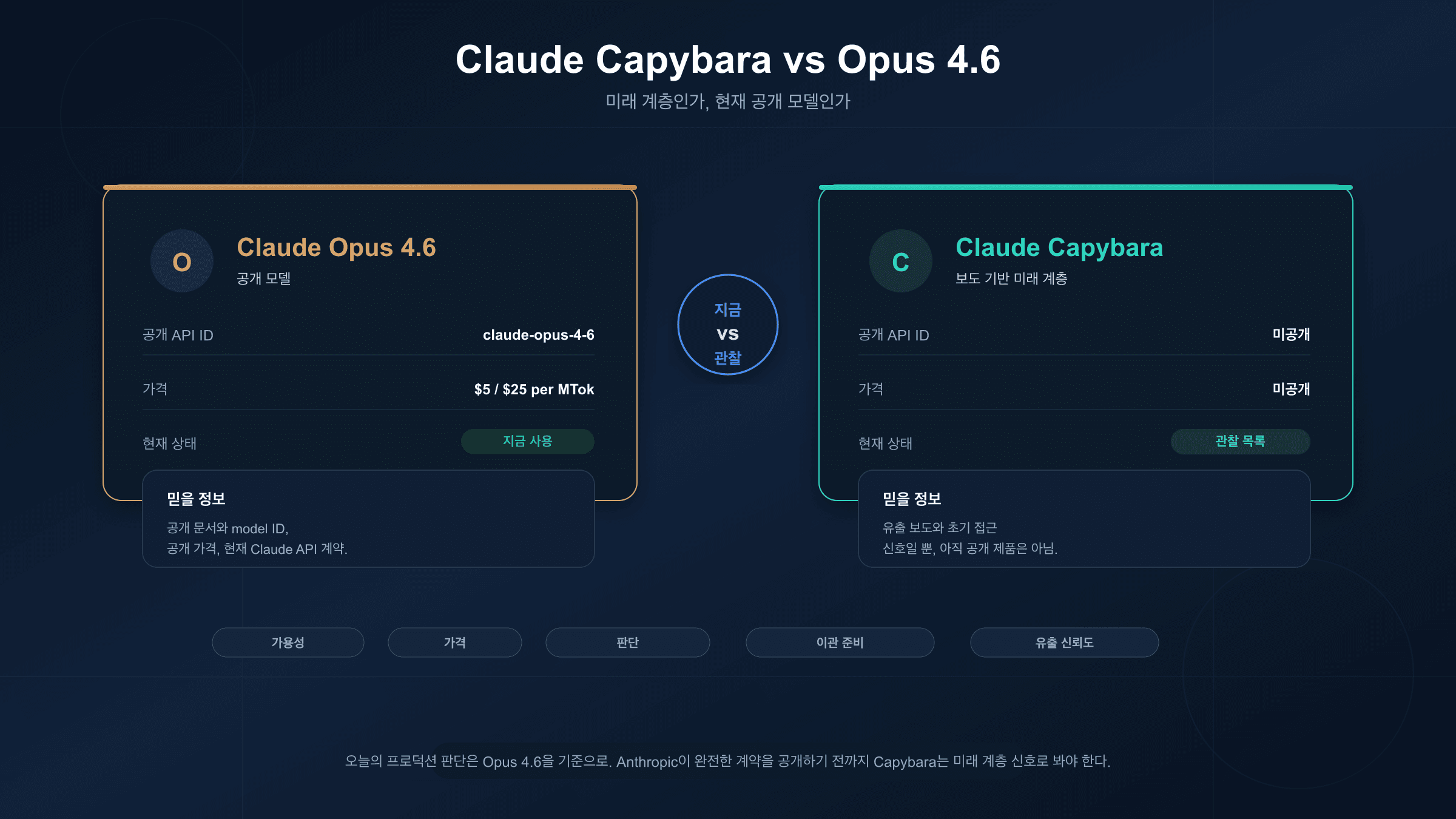 Claude Capybara와 Opus 4.6: 관찰 대상 계층과 현재 공개 모델의 비교