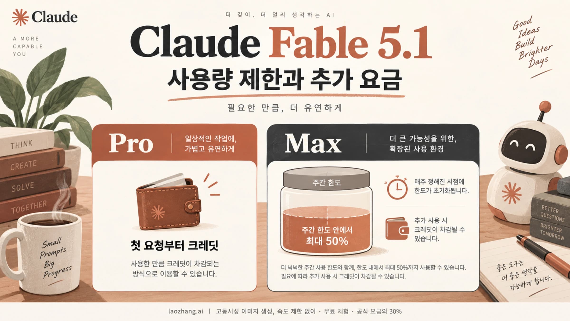 Claude Fable 5.1의 Pro 크레딧 과금과 Max 주간 포함량을 비교한 그림