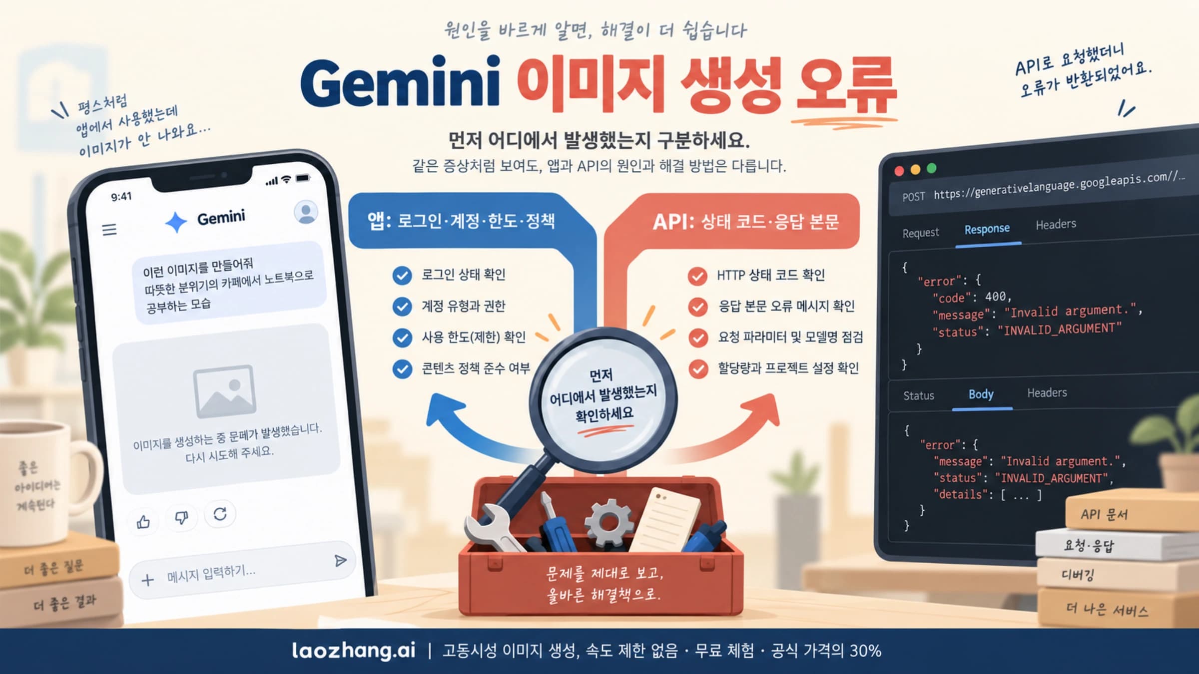 Gemini 앱 이미지 문제와 API 응답 오류를 먼저 분리하는 진단 표지