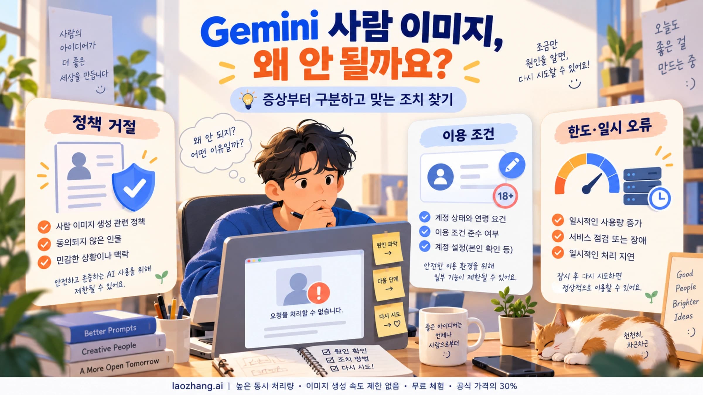 Gemini 사람 이미지 실패를 정책 거절, 이용 조건, 한도와 일시 오류로 구분하는 안내