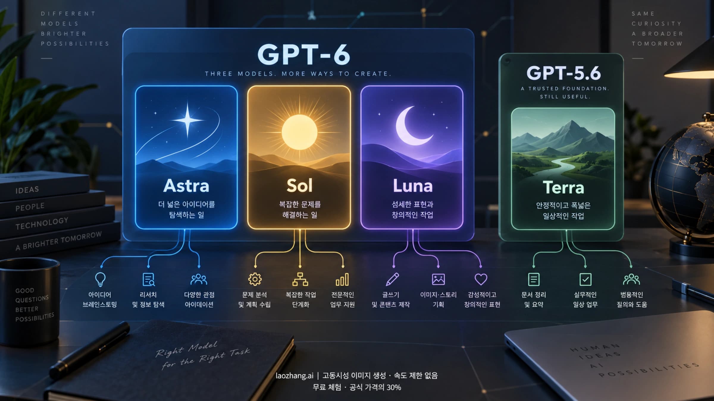 GPT-6 Sol·Luna·Astra와 GPT-5.6 Terra의 세대 구분과 작업별 선택 흐름