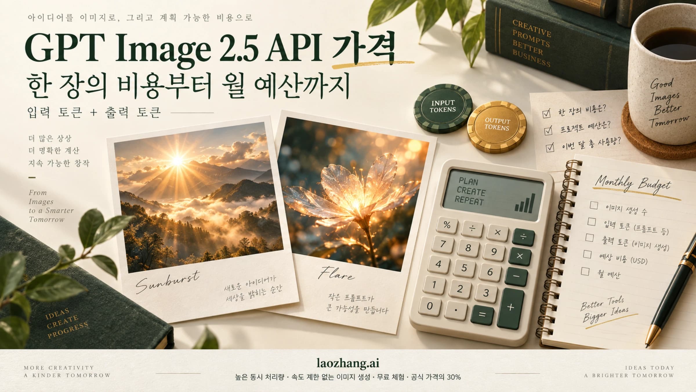 GPT Image 2.5 이미지 생성과 입력·출력 토큰 비용을 월 예산에 연결한 표지