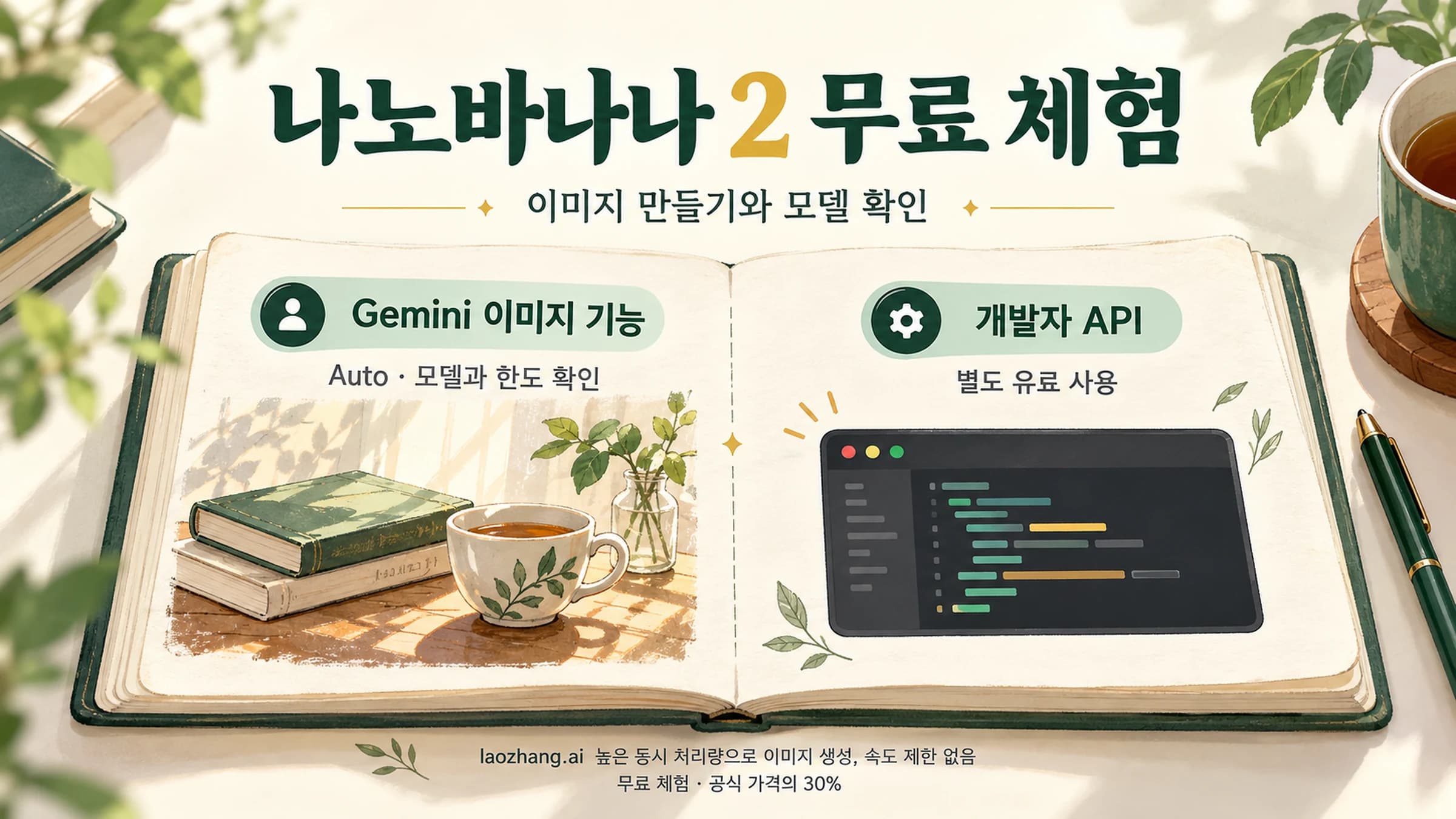 나노바나나 2의 소비자용 이미지 기능과 개발자 API 접근을 나누어 보여 주는 표지