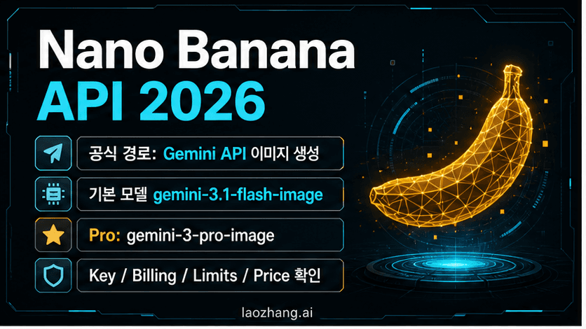 Gemini API와 AI Studio를 중심으로 보여주는 공식 Nano Banana API 경로