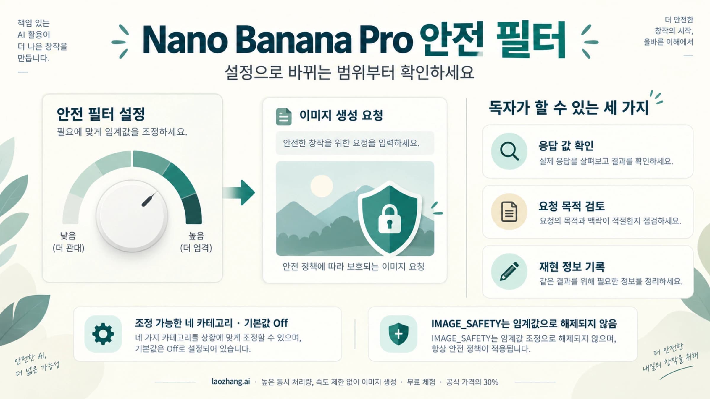 Nano Banana Pro에서 조정 가능한 안전 임계값과 차단 응답을 확인하는 세 가지 행동