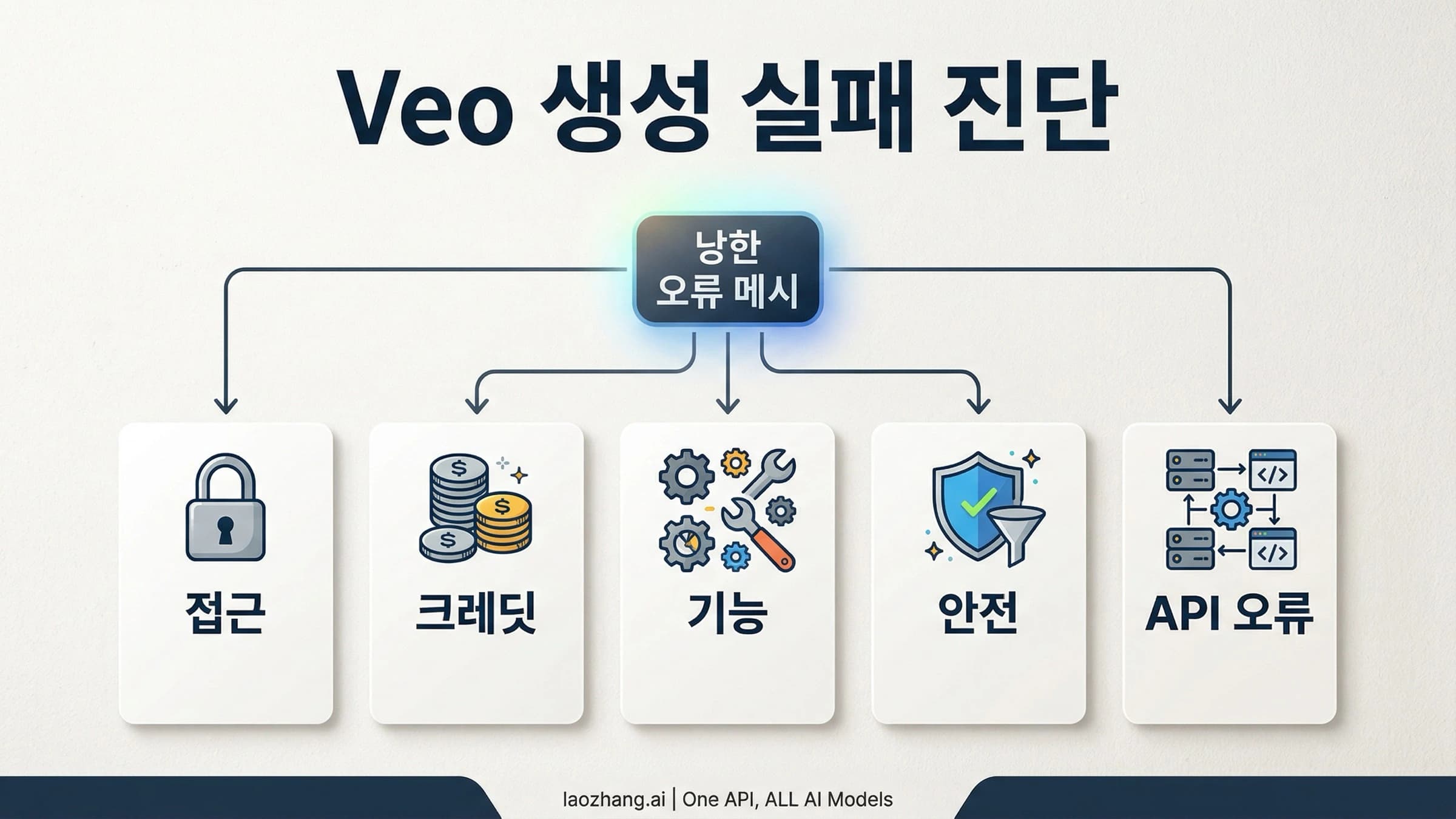 Google Veo 3 생성 실패를 접근, 크레딧, 기능 제한, 안전 정책, API 오류로 나눈 진단 맵