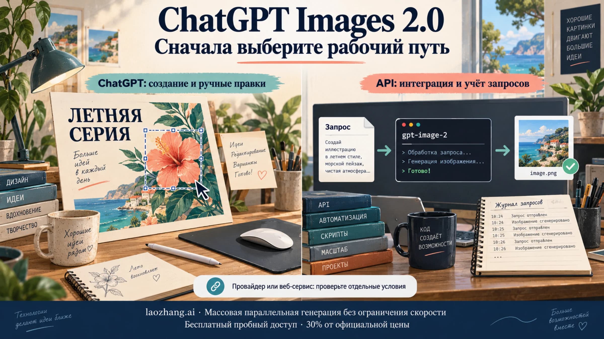 ChatGPT Images 2.0: ручное создание и правки в ChatGPT, интеграция через API и отдельные условия провайдеров.
