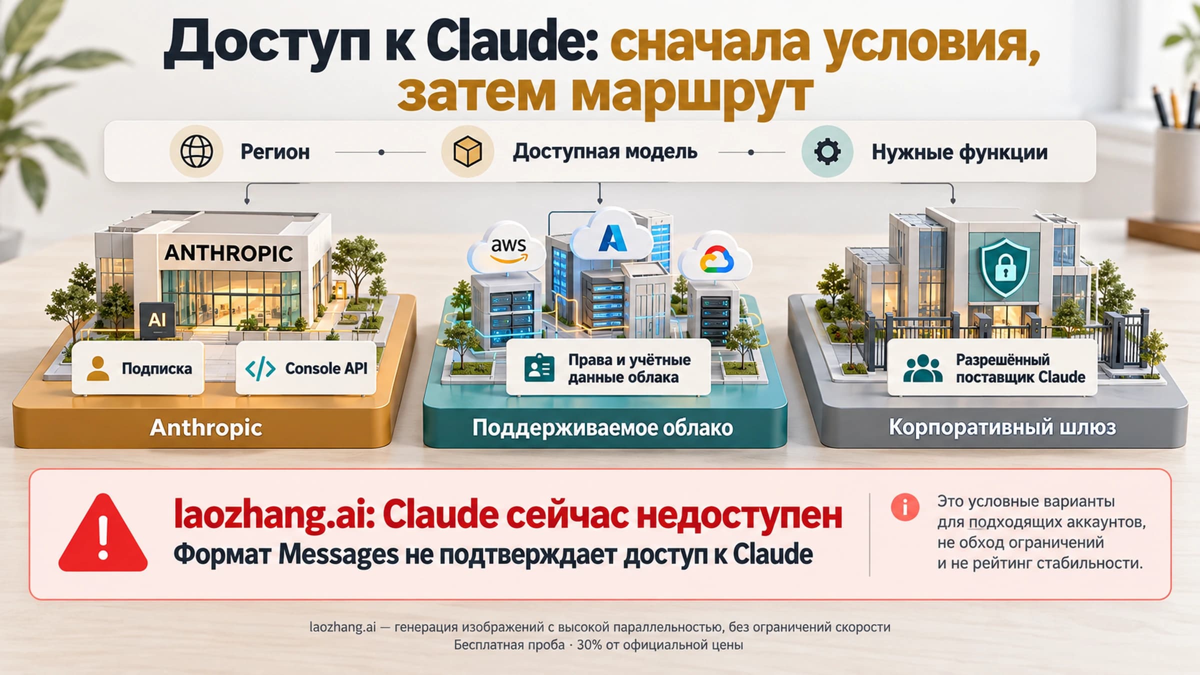 Иллюстрация вариантов доступа к Claude через Anthropic, облако и шлюзы