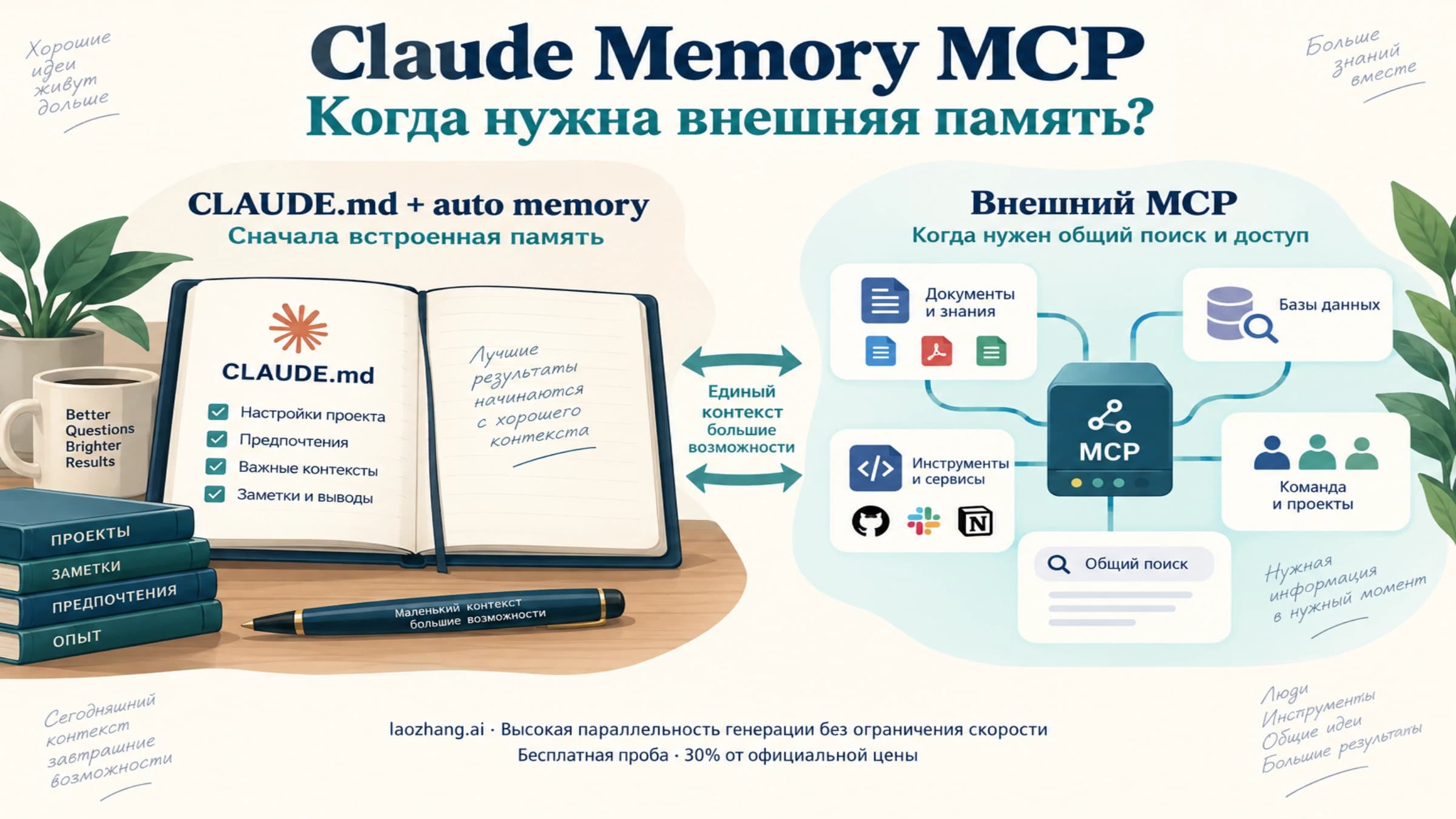 Встроенная память Claude Code и внешний MCP для общего поиска и доступа