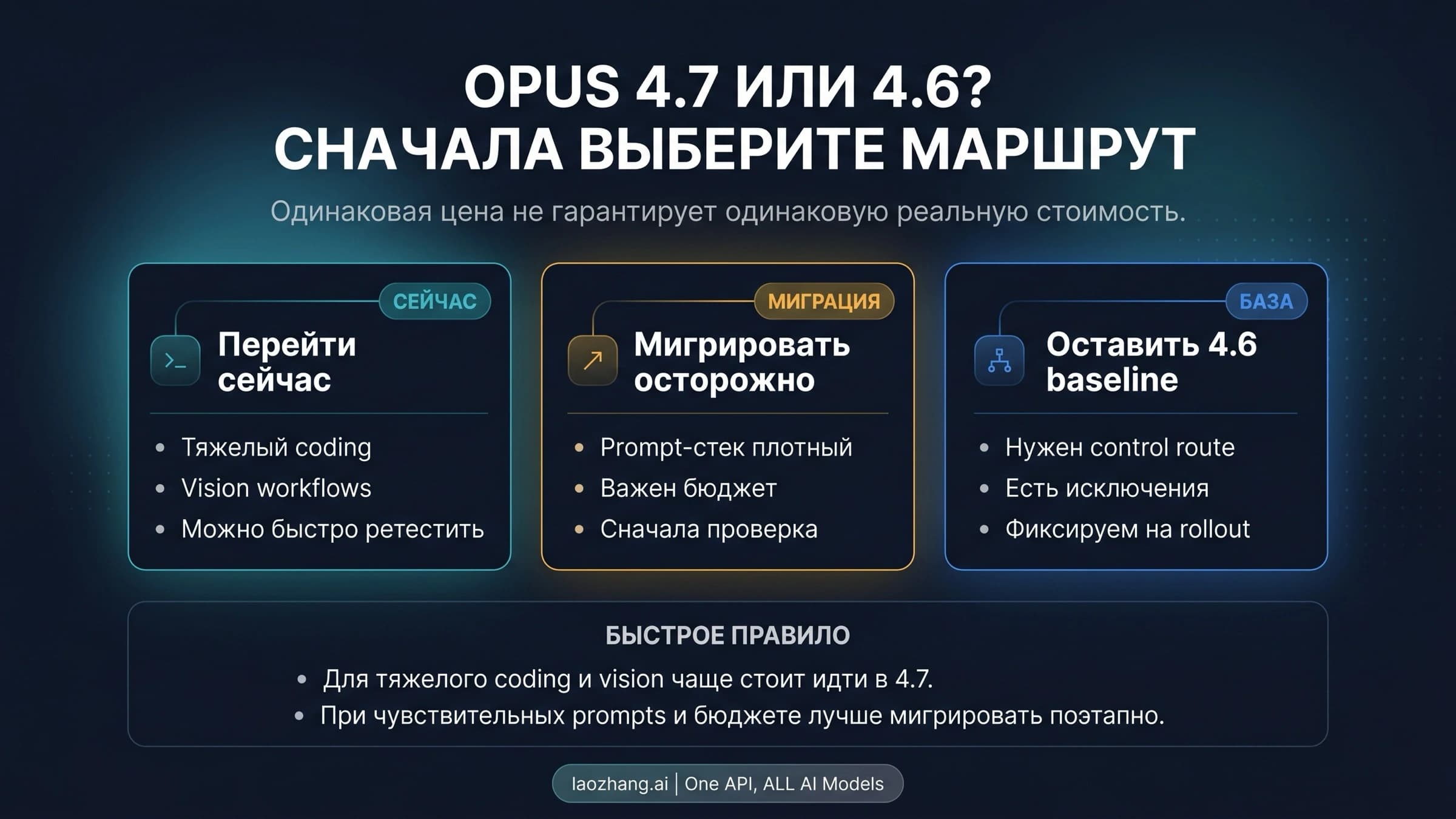 Три маршрута обновления: перейти на Claude Opus 4.7 сейчас, мигрировать осторожно или оставить Claude Opus 4.6 как baseline