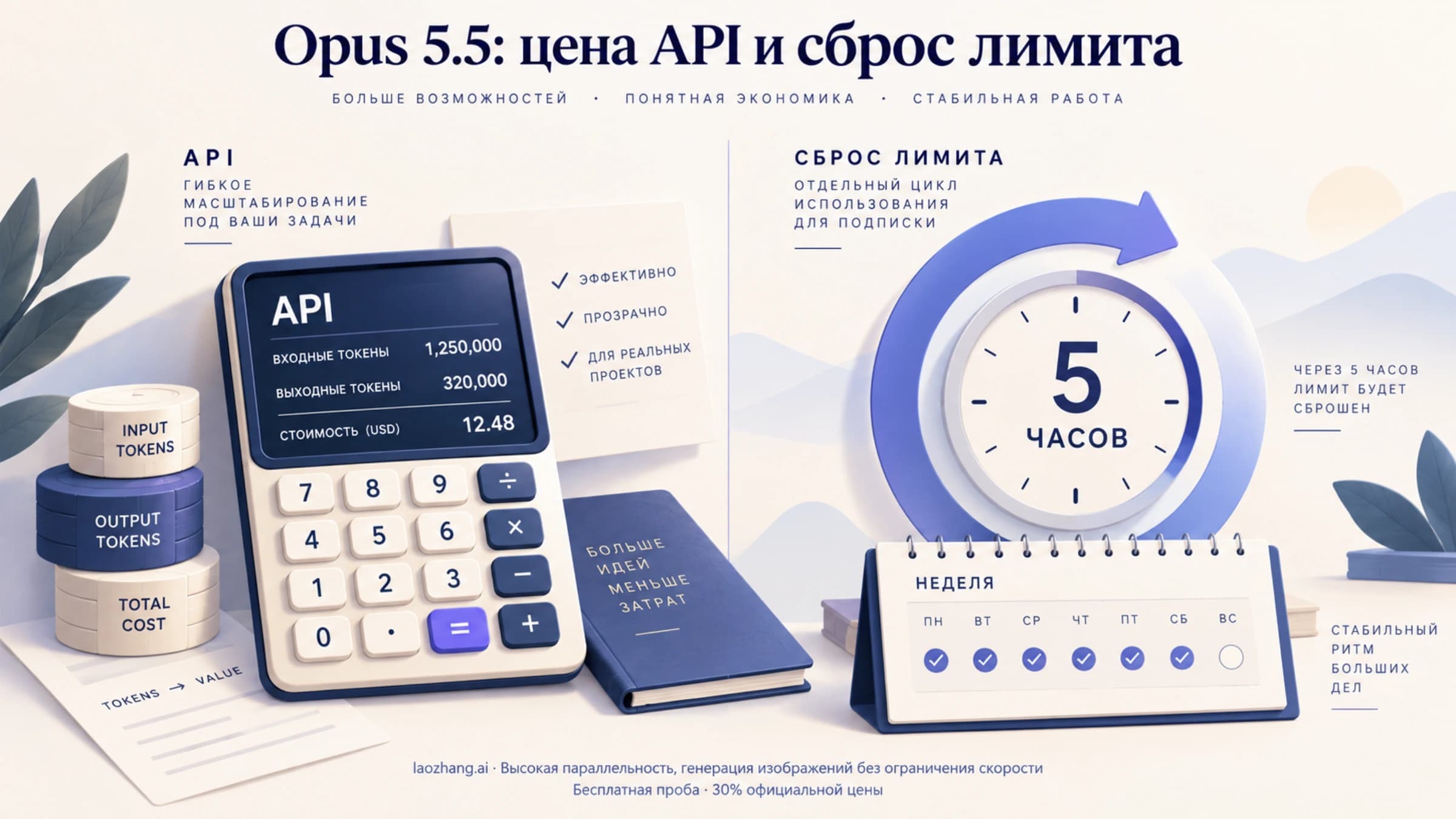 Цена API Claude Opus 5.5 и отдельный сброс лимита подписки Claude